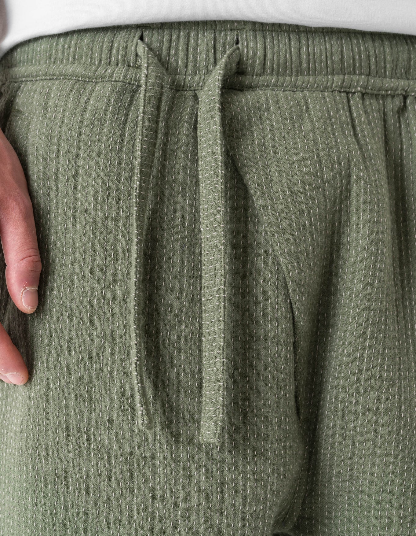 MAHARISHI 7300 Light Kantha Asym Track Pant in Olive