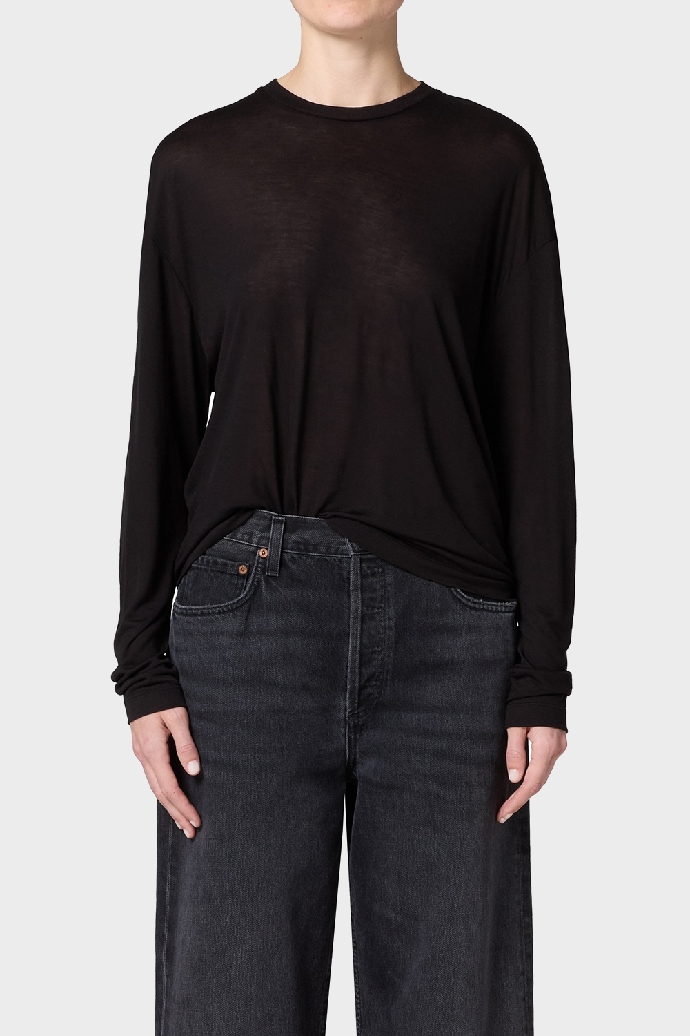 AGOLDE Sasha Tencel Tee in Black