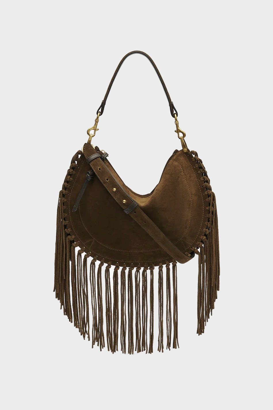 ISABEL MARANT Oskan Soft Bag in Bronze with Fringes