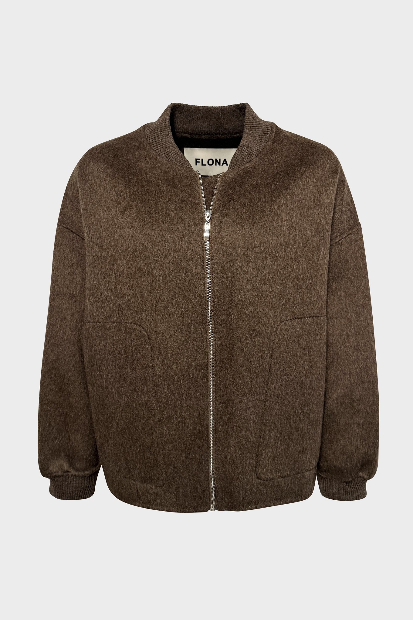 FLONA Wool Bomber in Brown Melange