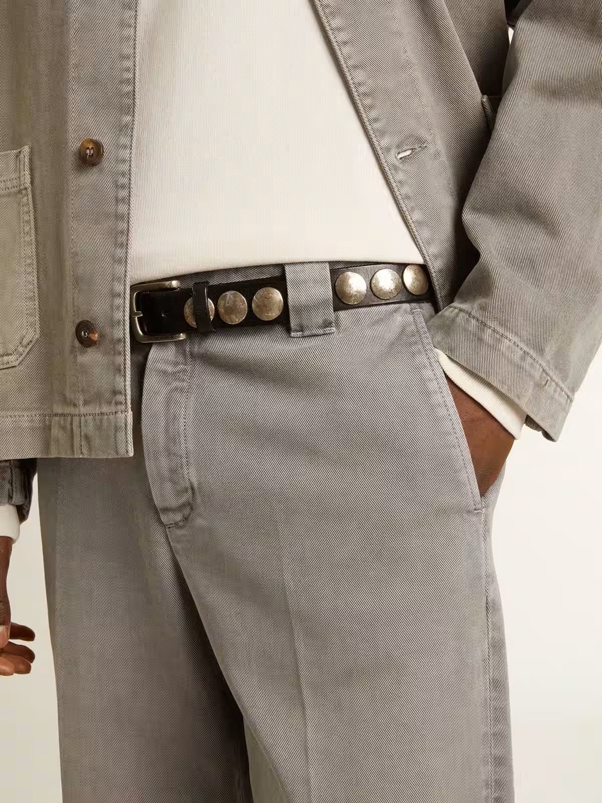 GOLDEN GOOSE Denim Chino Pant in Grey