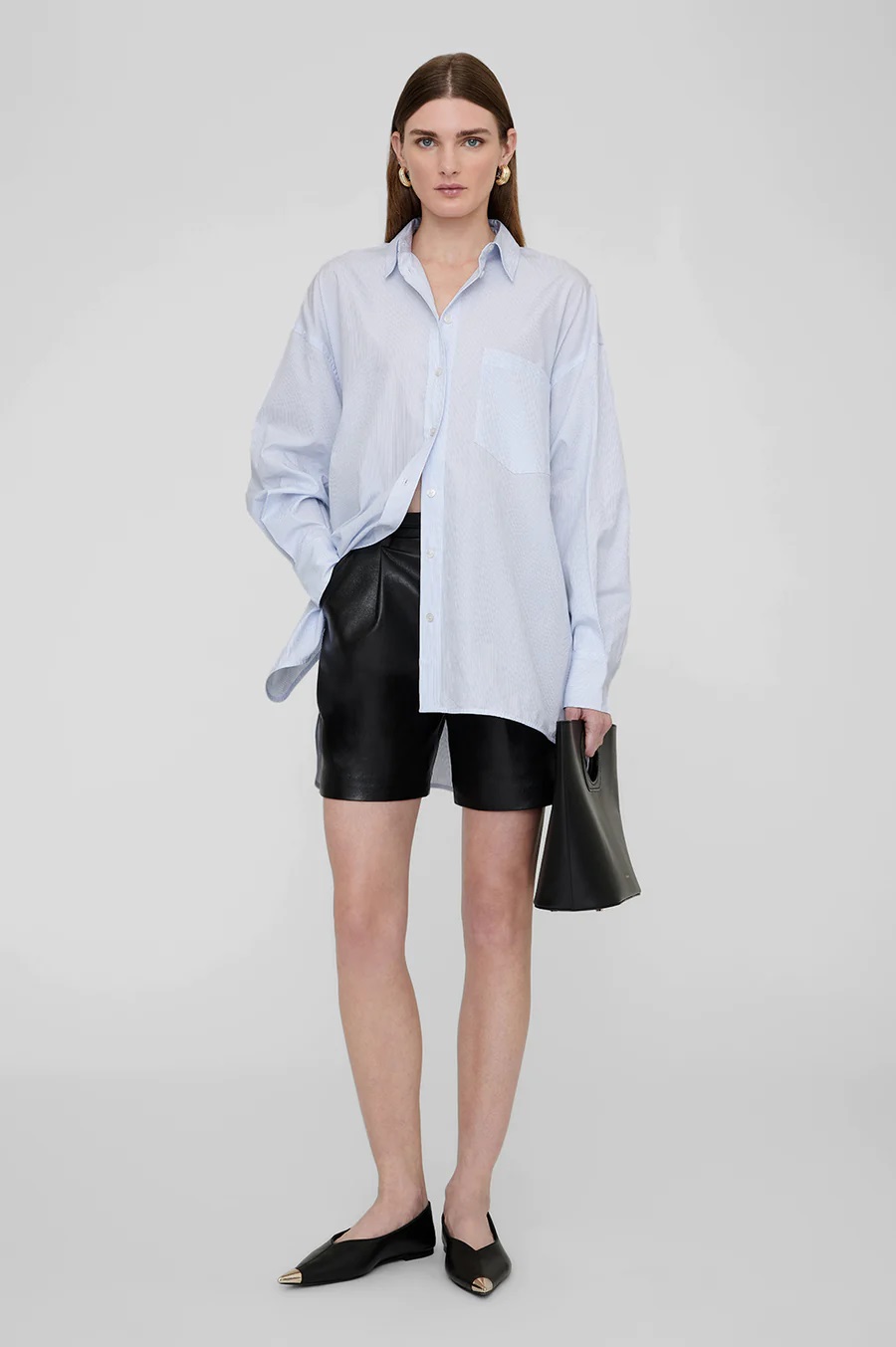 ANINE BING Chrissy Shirt in Blue/White Stripe