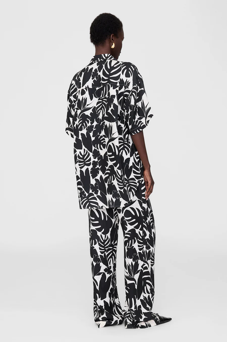 ANINE BING Elain Pant in Black Bird of Paradise