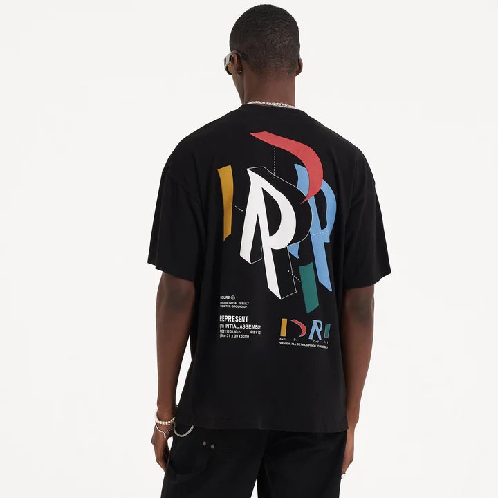 REPRESENT Initial Assembly T-Shirt in Jet Black L