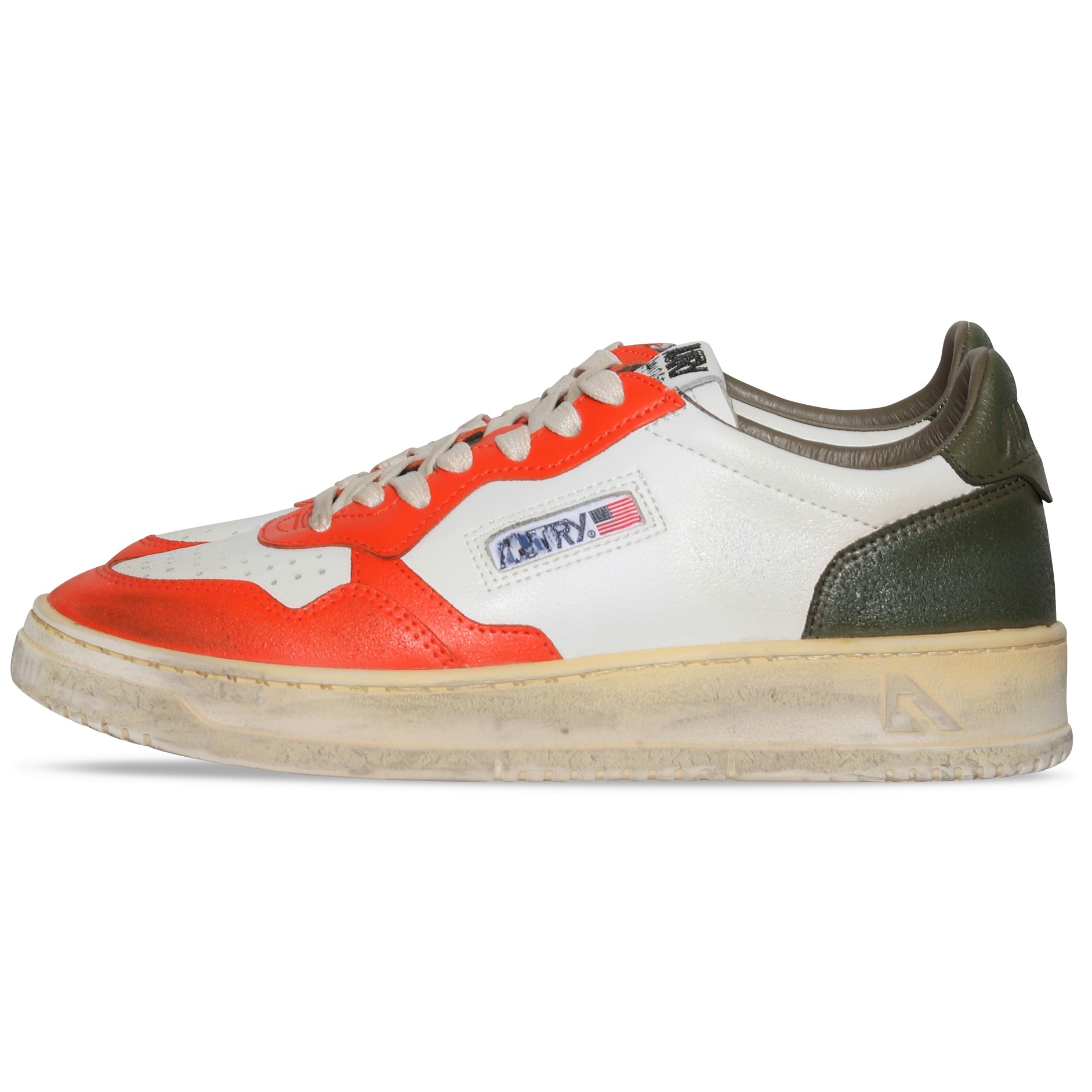 AUTRY ACTION SHOES Super Vintage Low Sneaker White/Orange/Military