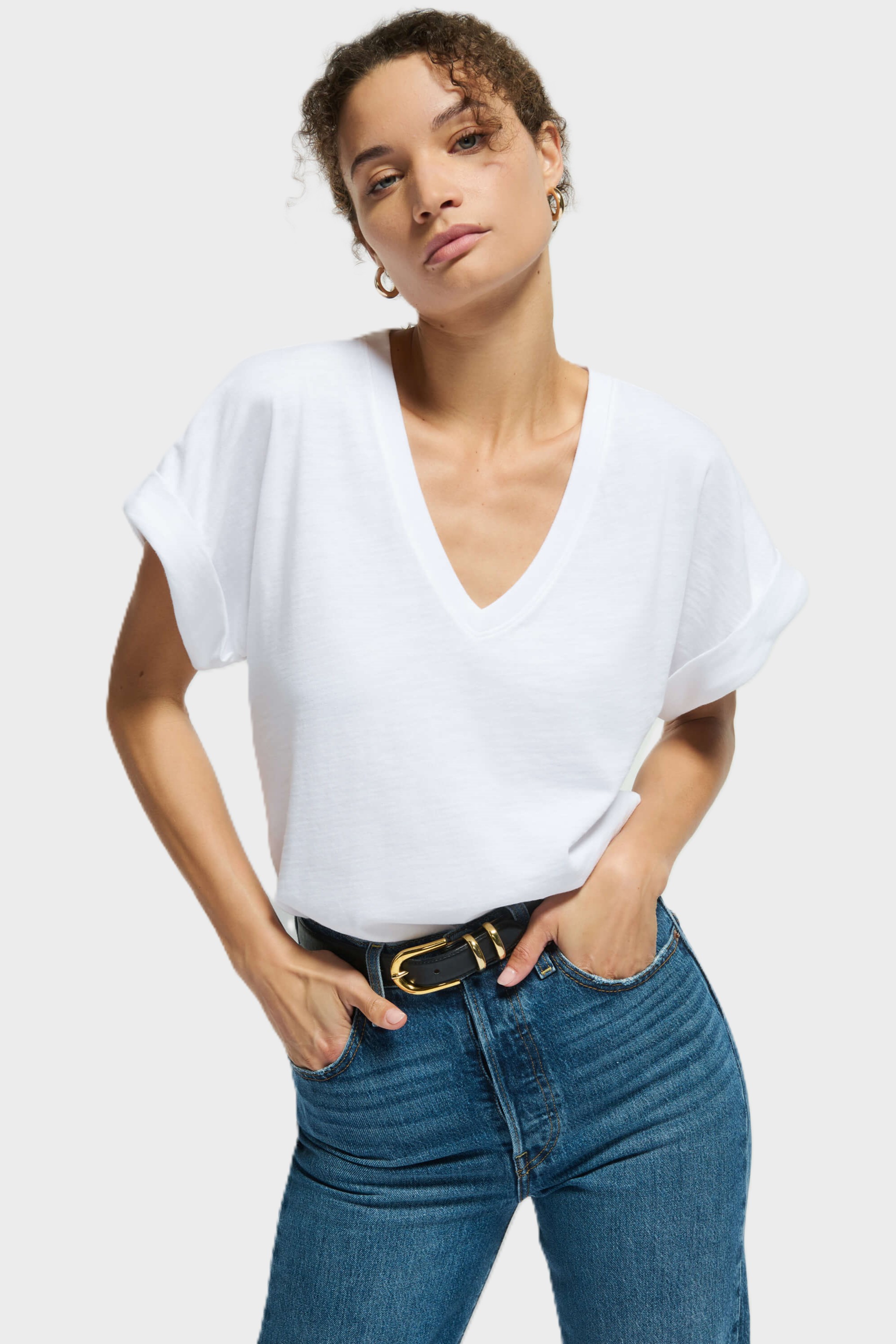NATION LTD Stevie Cuffed T-Shirt in Optic White