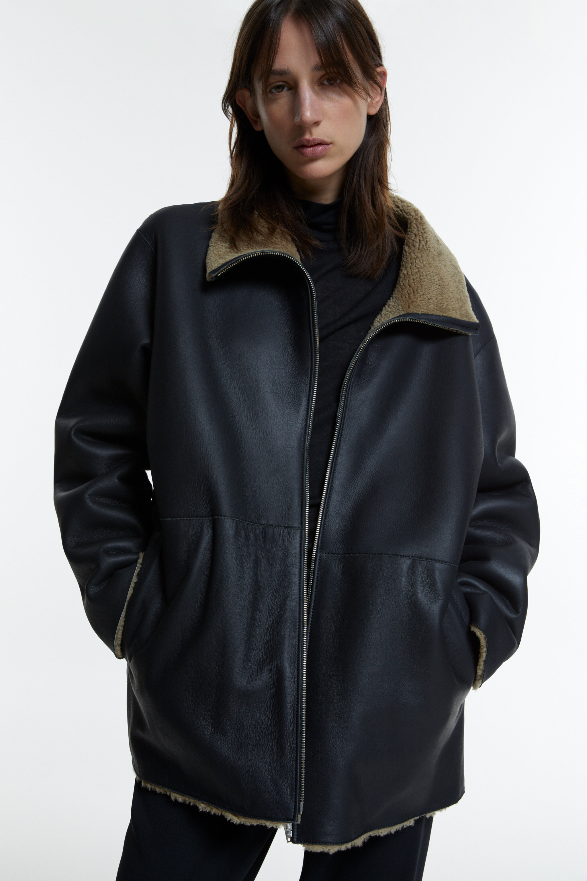 Closed Shearling Zipper Jacket