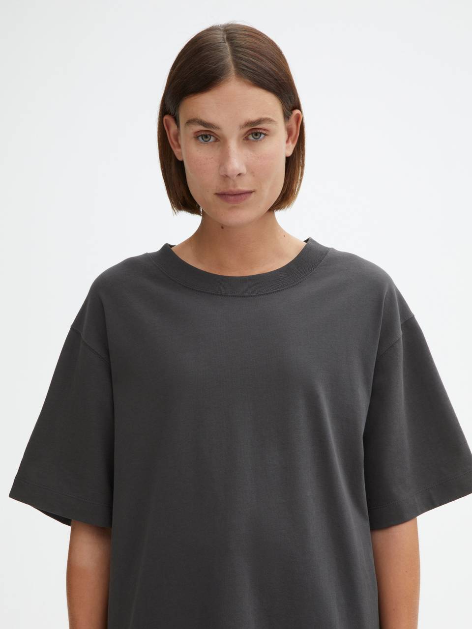 DAGMAR Oversized Cotton Tee in Washed Black