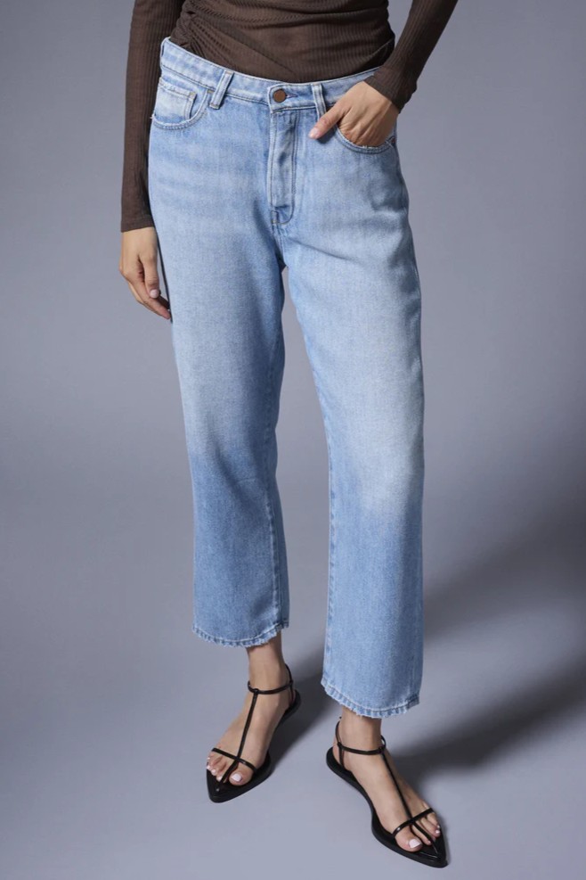 3X1 NYC Fluidy Girlfriend Jeans in Light Blue