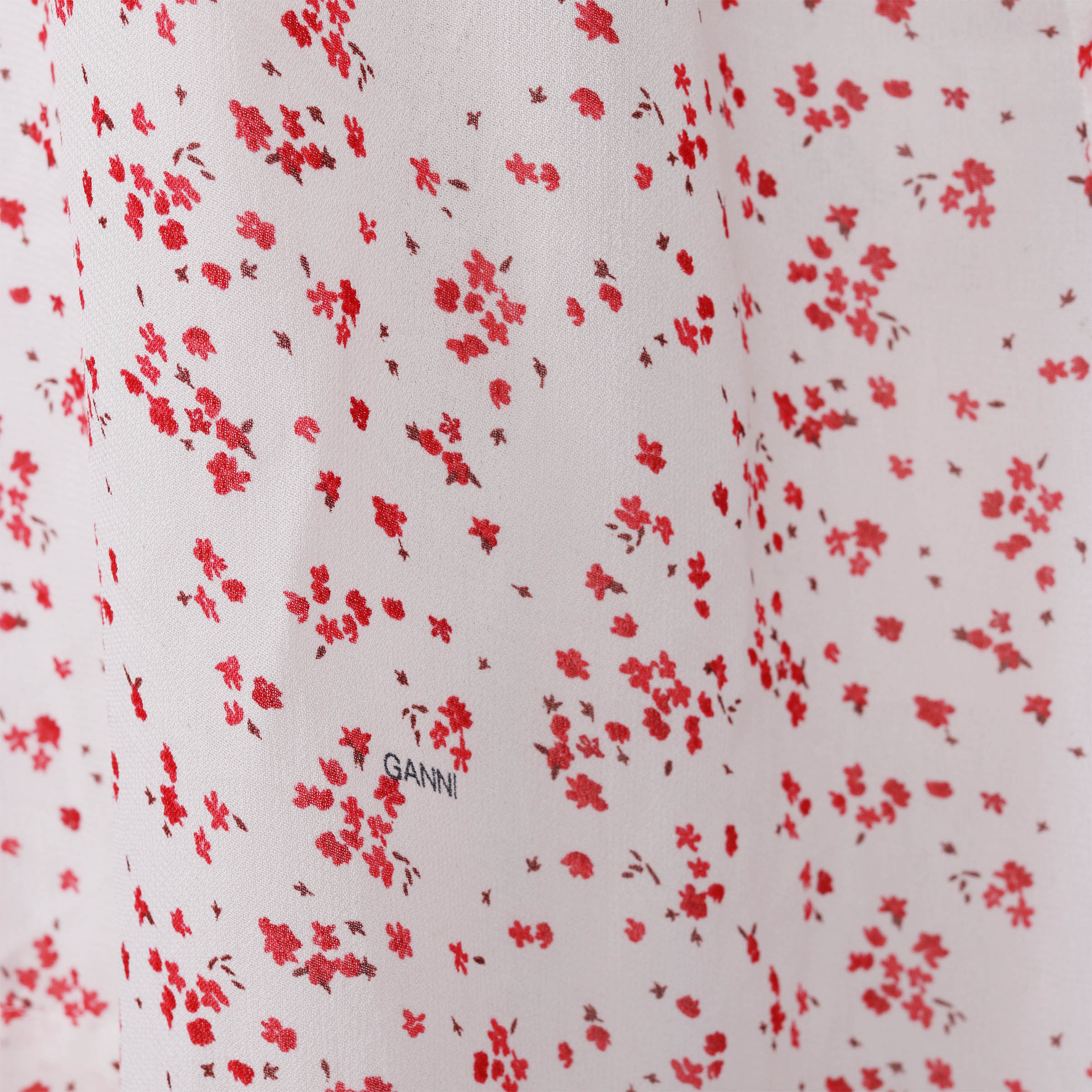 Ganni Printed Georgette Strap Dress Cream/Red