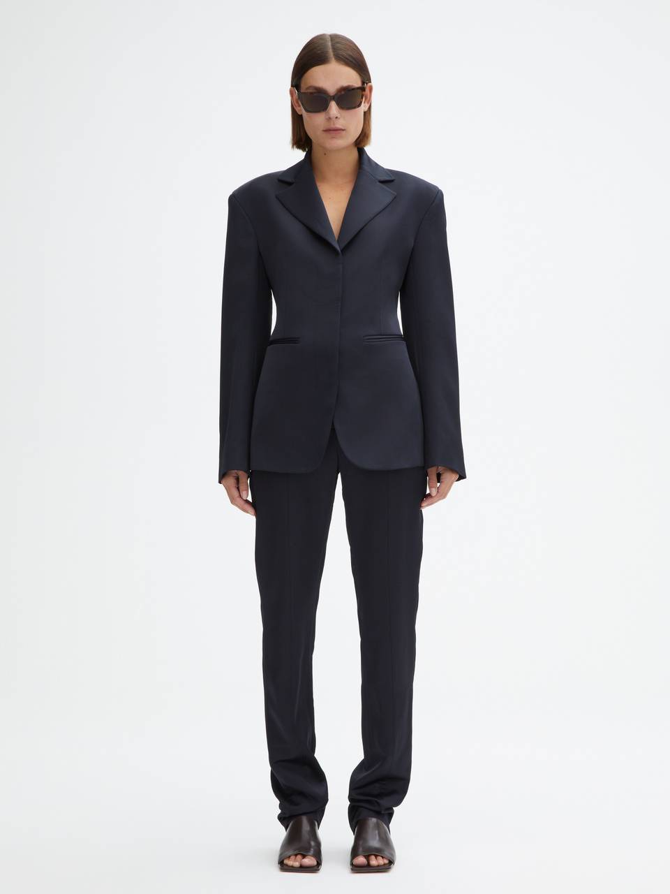 DAGMAR Fitted Blazer in Shiny Dark Navy 34