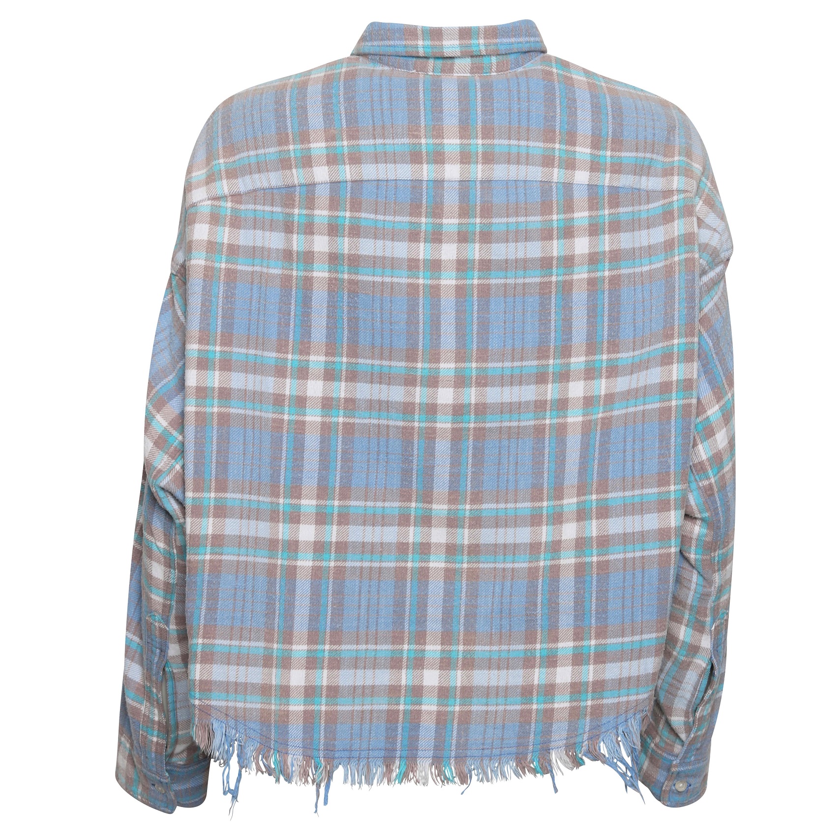 R13 Cropped Work Shirt in Blue Check