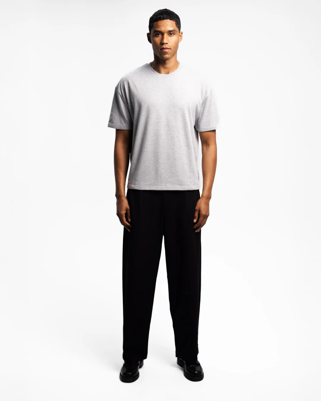 PERPLEX Cropped Boxy Fit T-Shirt in Heather Grey