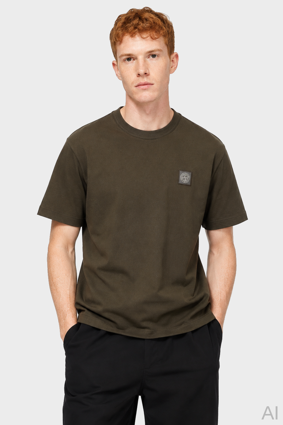 STONE ISLAND Piqué Loose Fit Logo T-Shirt in Dark Olive 3XL