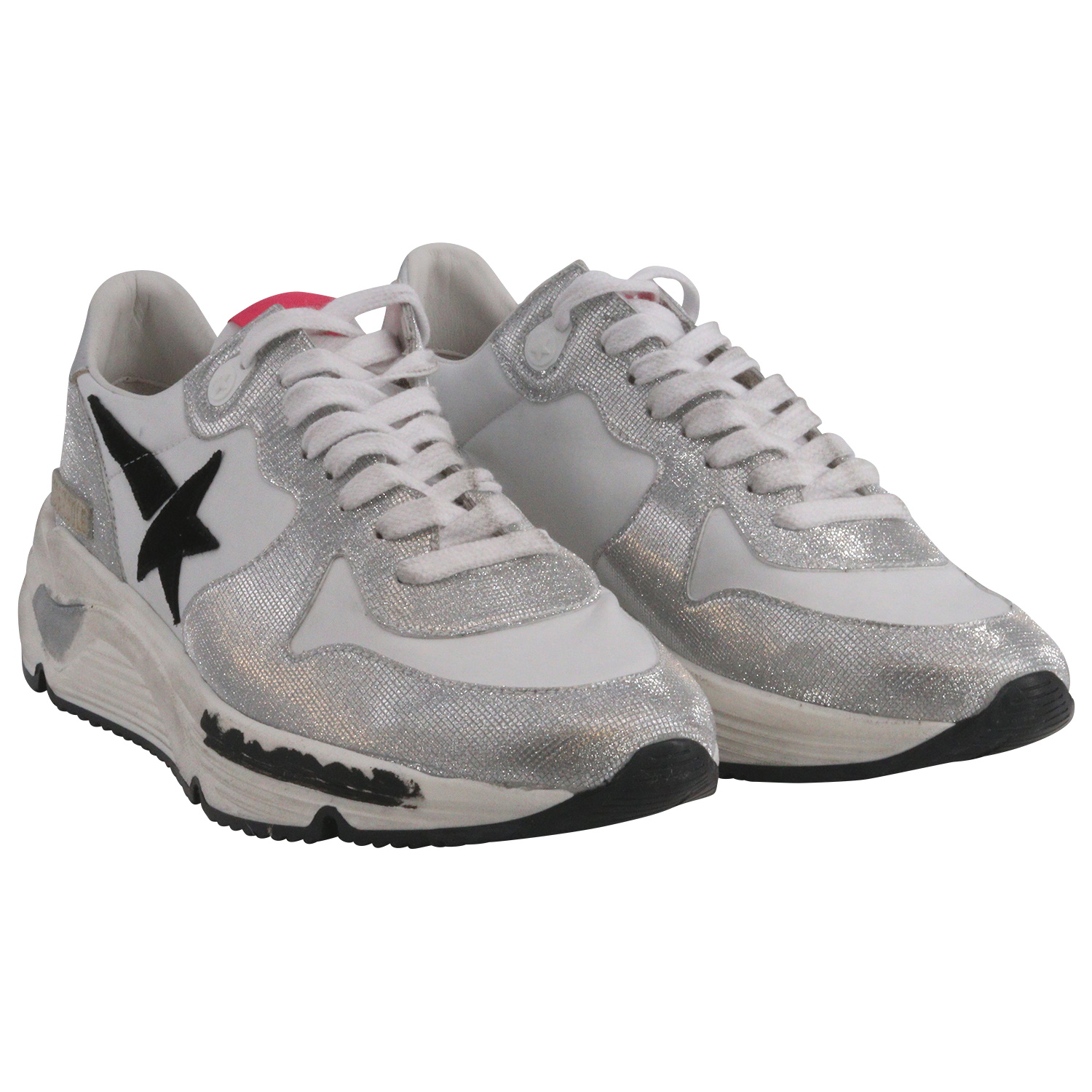 Golden Goose Sneaker Running Glitter Silver/Black
