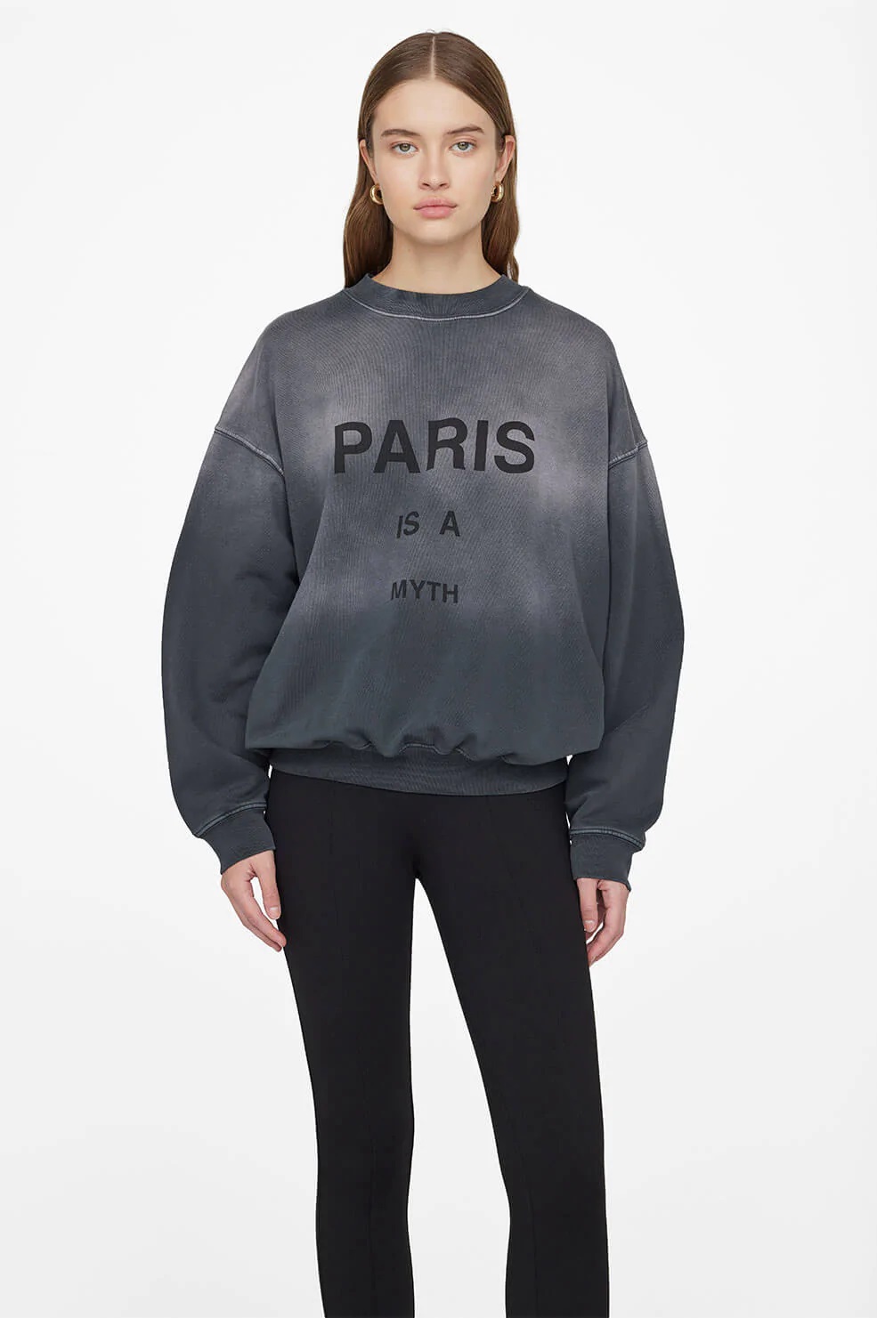 Anine Bing Jaci Sweatshirt Myth Paris in Washed Black S