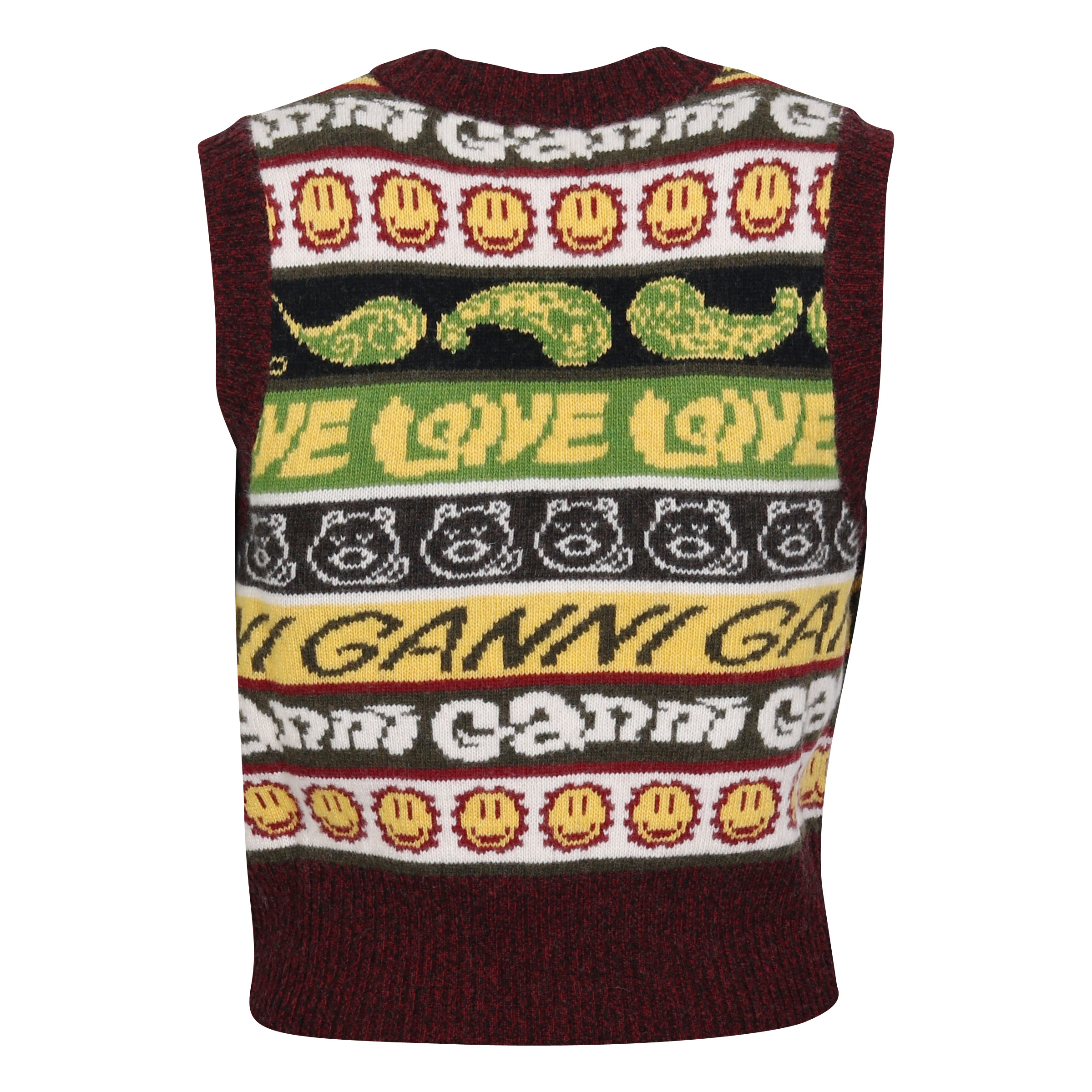 Ganni Recycled Wool Mix Knit Vest Multicolour