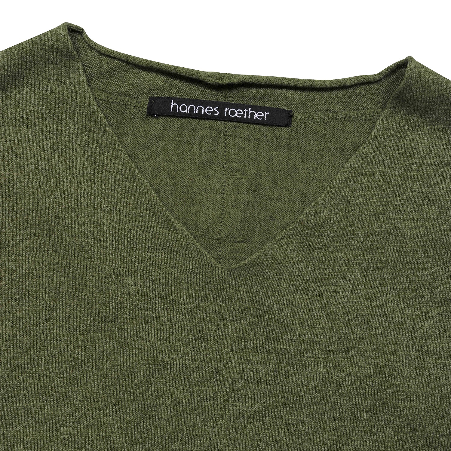 Hannes Roether V-Neck Knit Sweater in Pesto