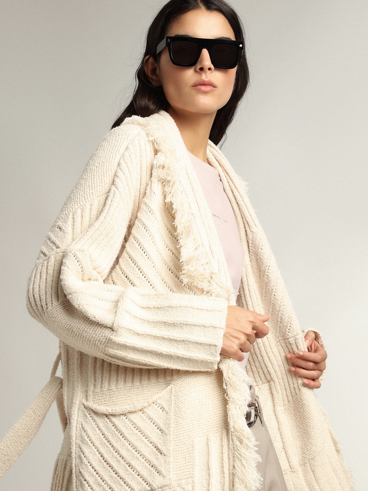 GOLDEN GOOSE Journey Knit Cardigan Cotton Mix M