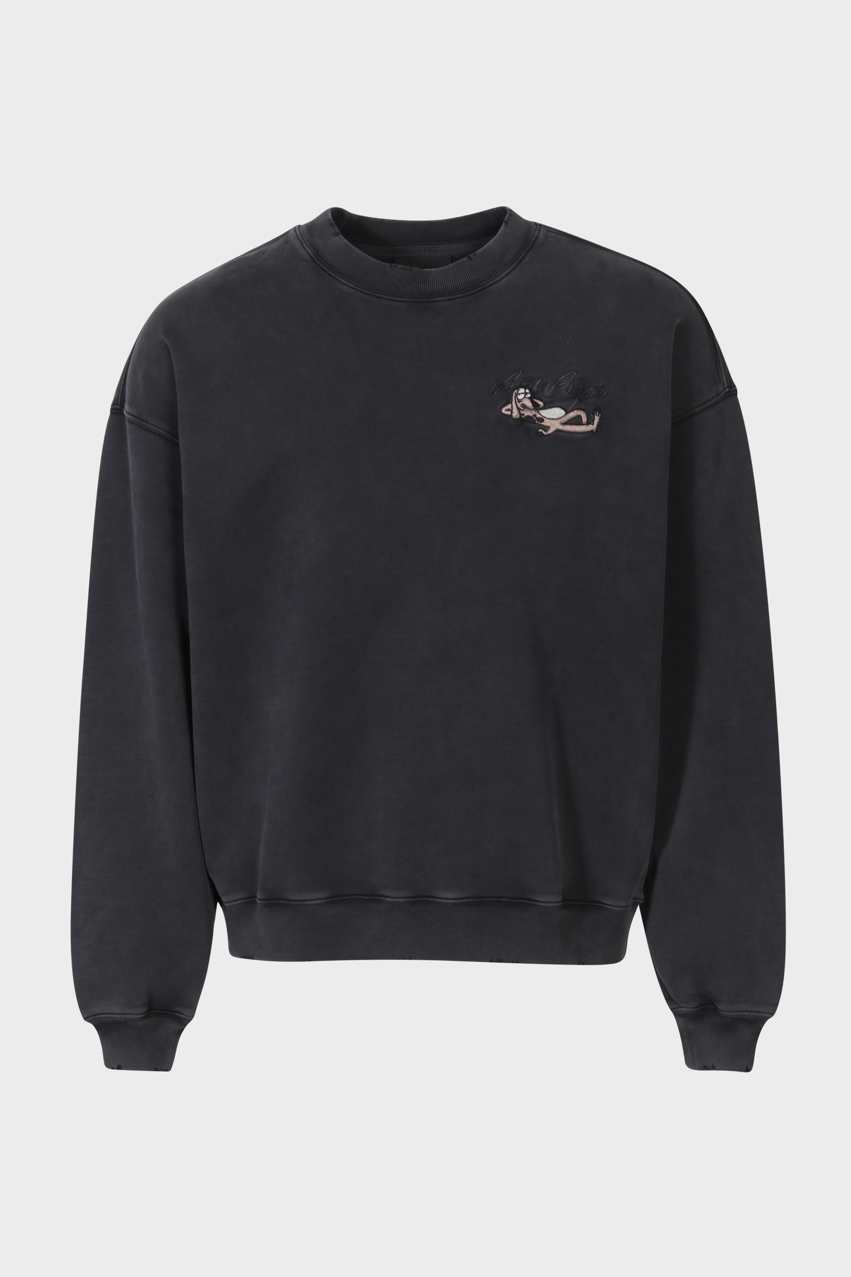 AXEL ARIGATO Wes Distrezzed Sweatshirt in Washed Black