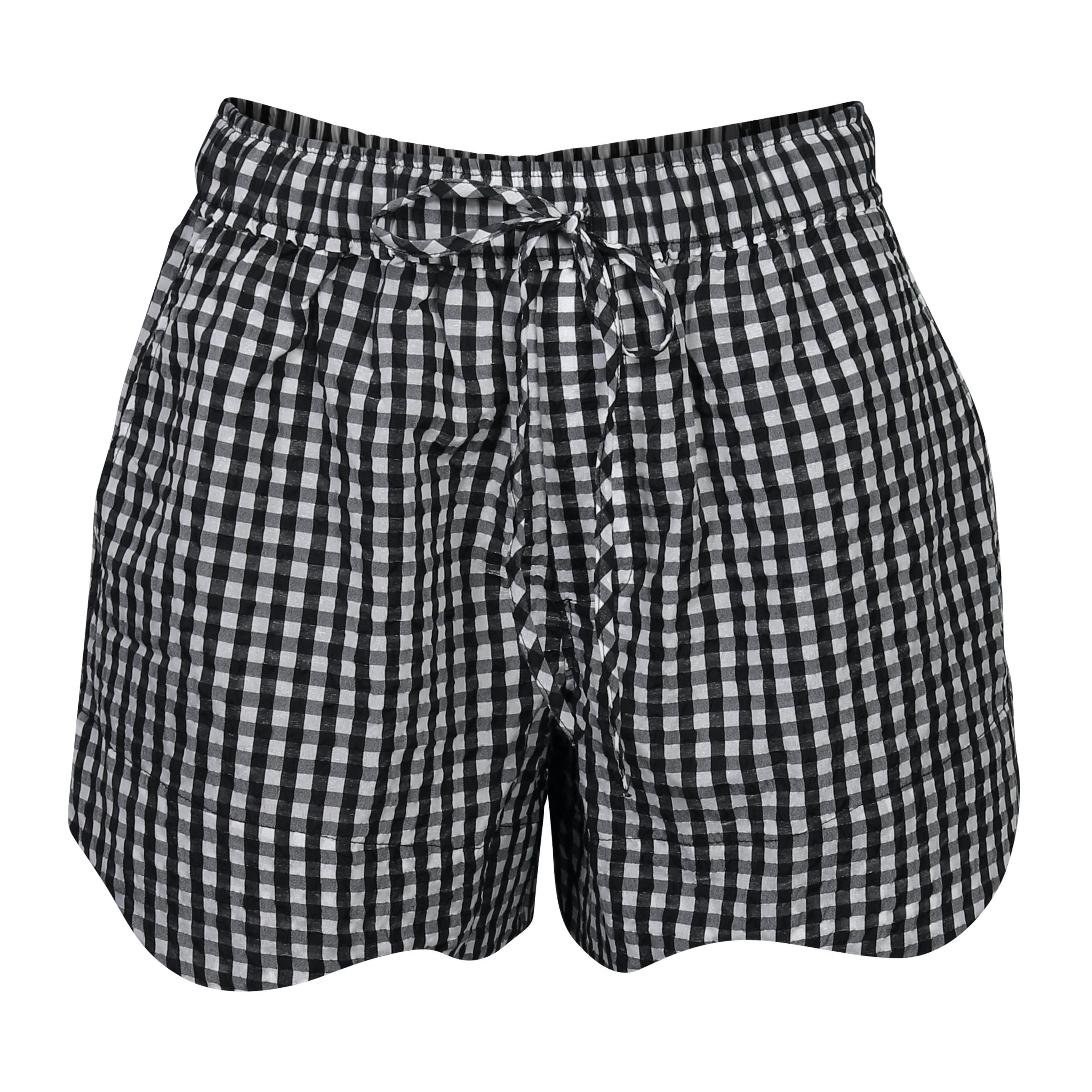 Ganni Seersucker Check Shorts Black/White
