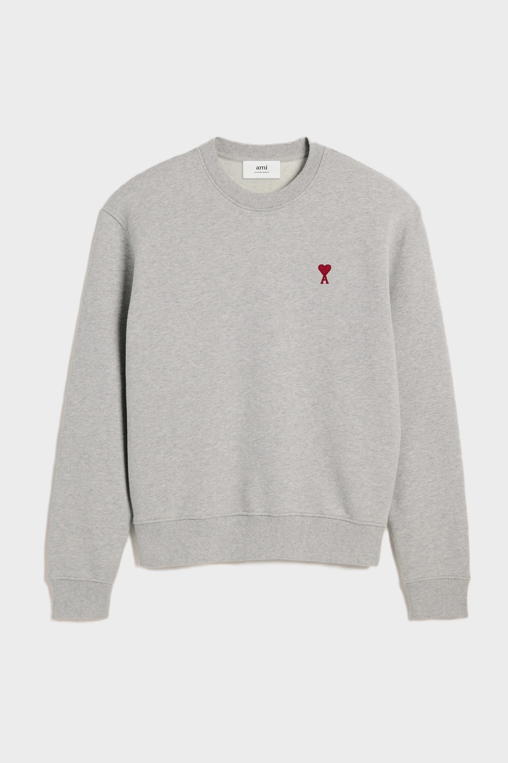 AMI PARIS de Coeur Sweatshirt in Heather Grey/Red