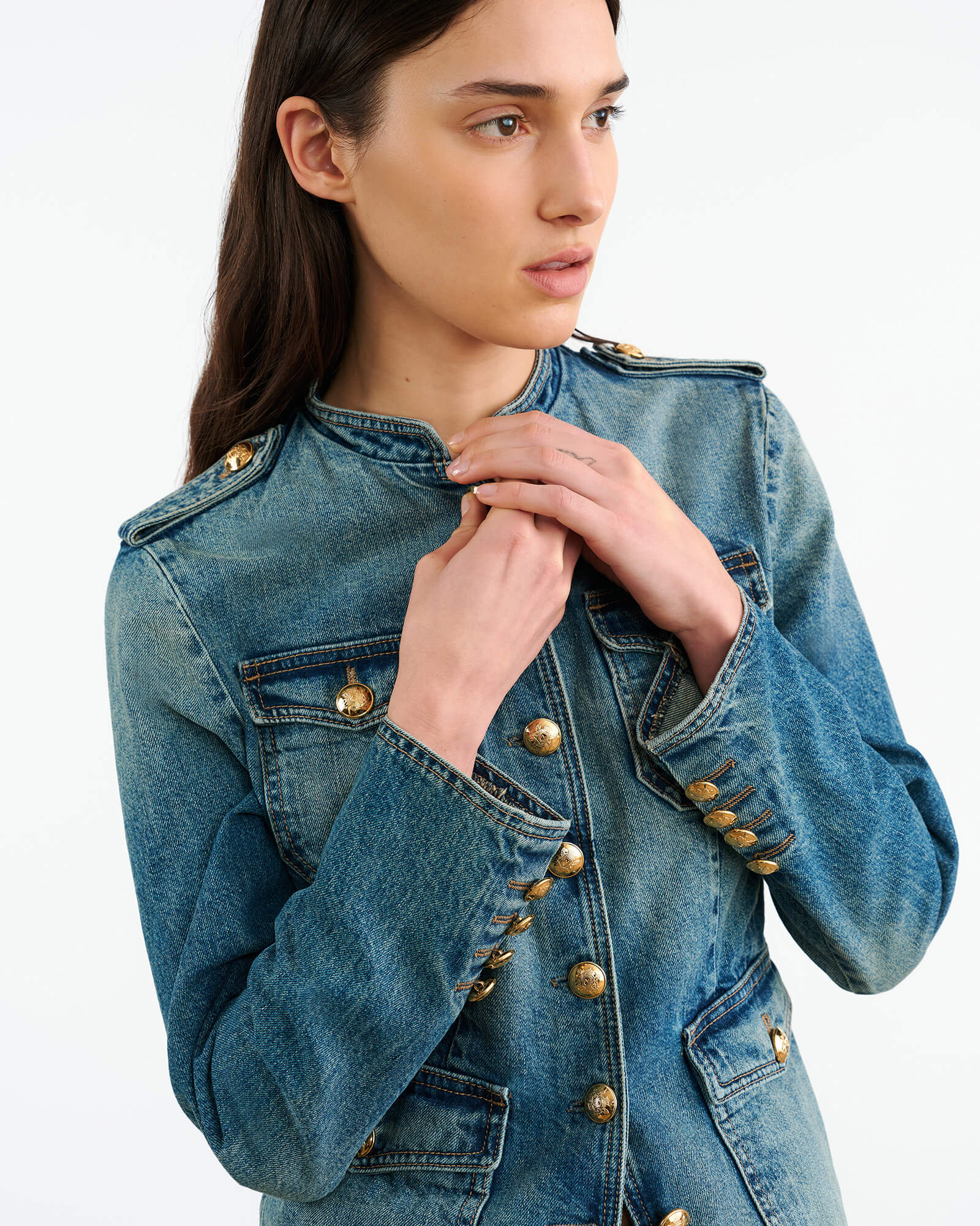 NILI LOTAN Geraldine Denim Jacket in Simon Wash NILI LOTAN Geraldine Denim Jacket in Simon Wash