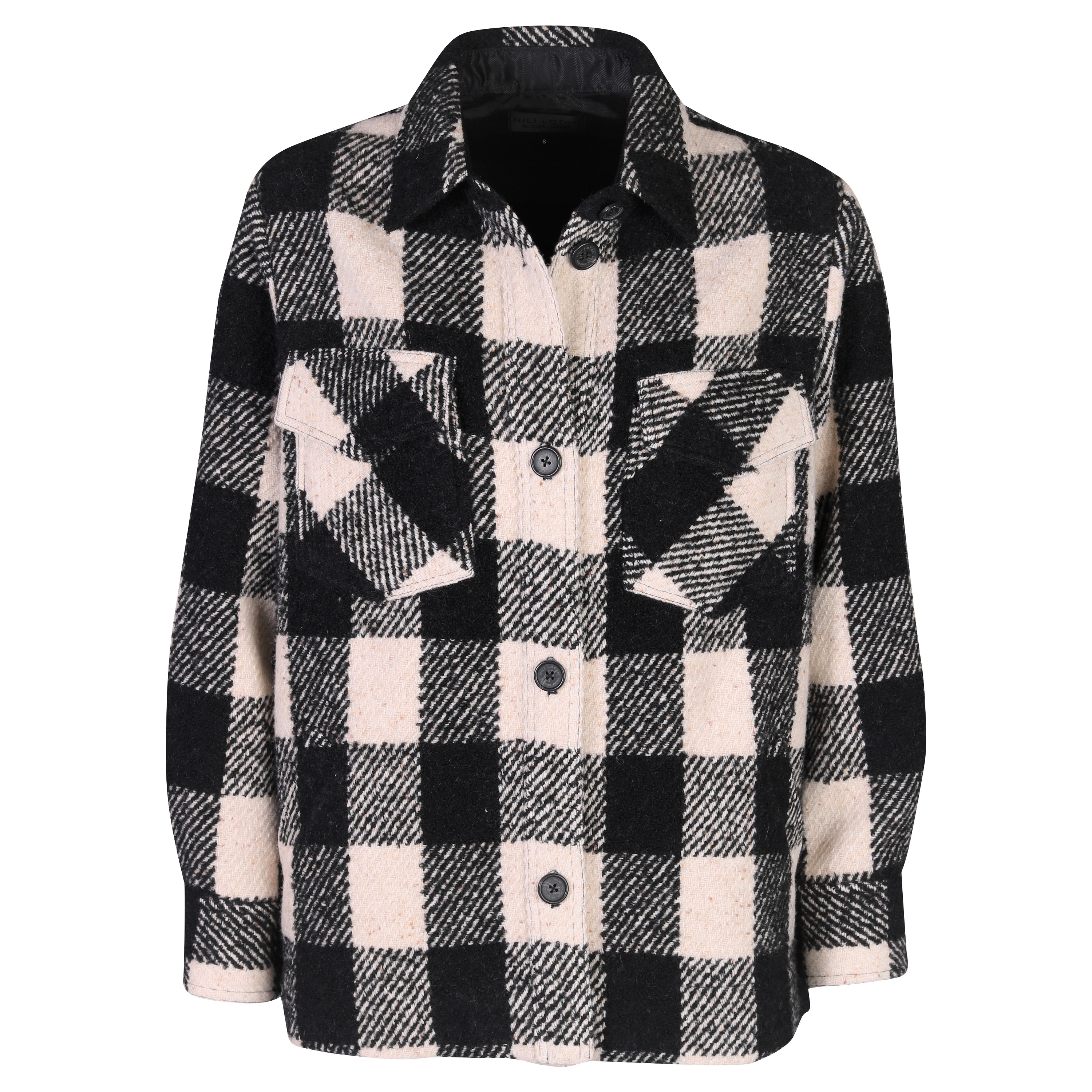 Nili Lotan Lenore Barn Overshirt in Black/Ivory