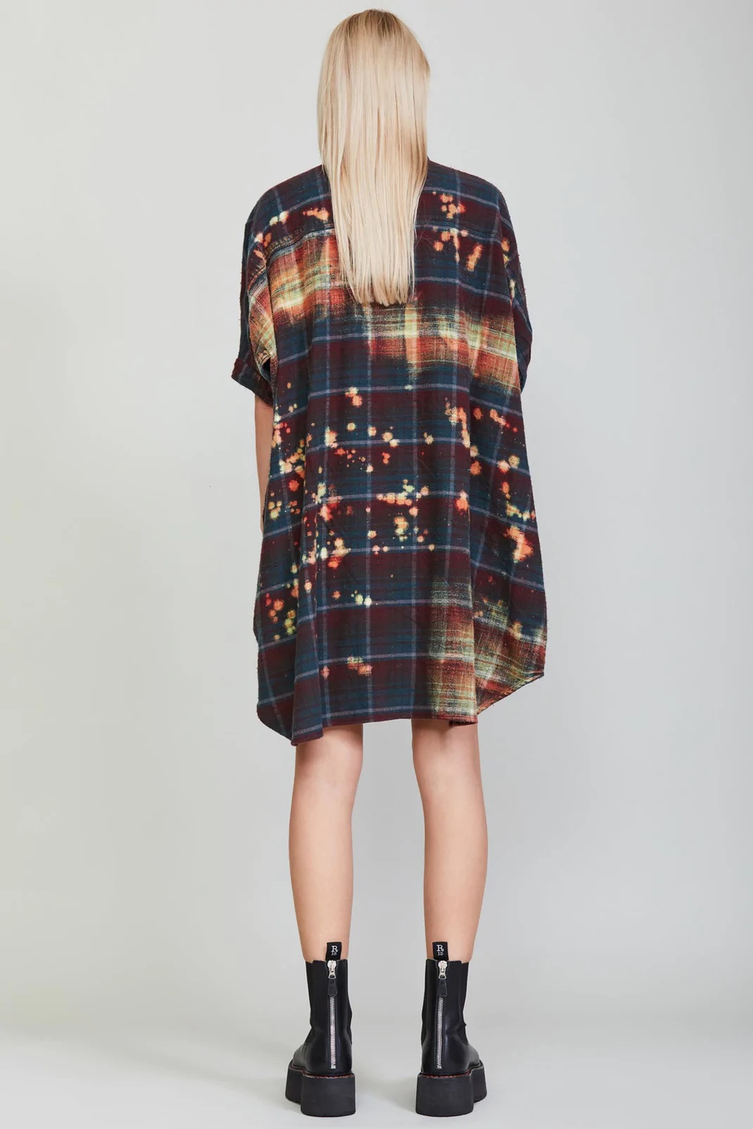 R13 Plaid Oversized Dress Multicolor