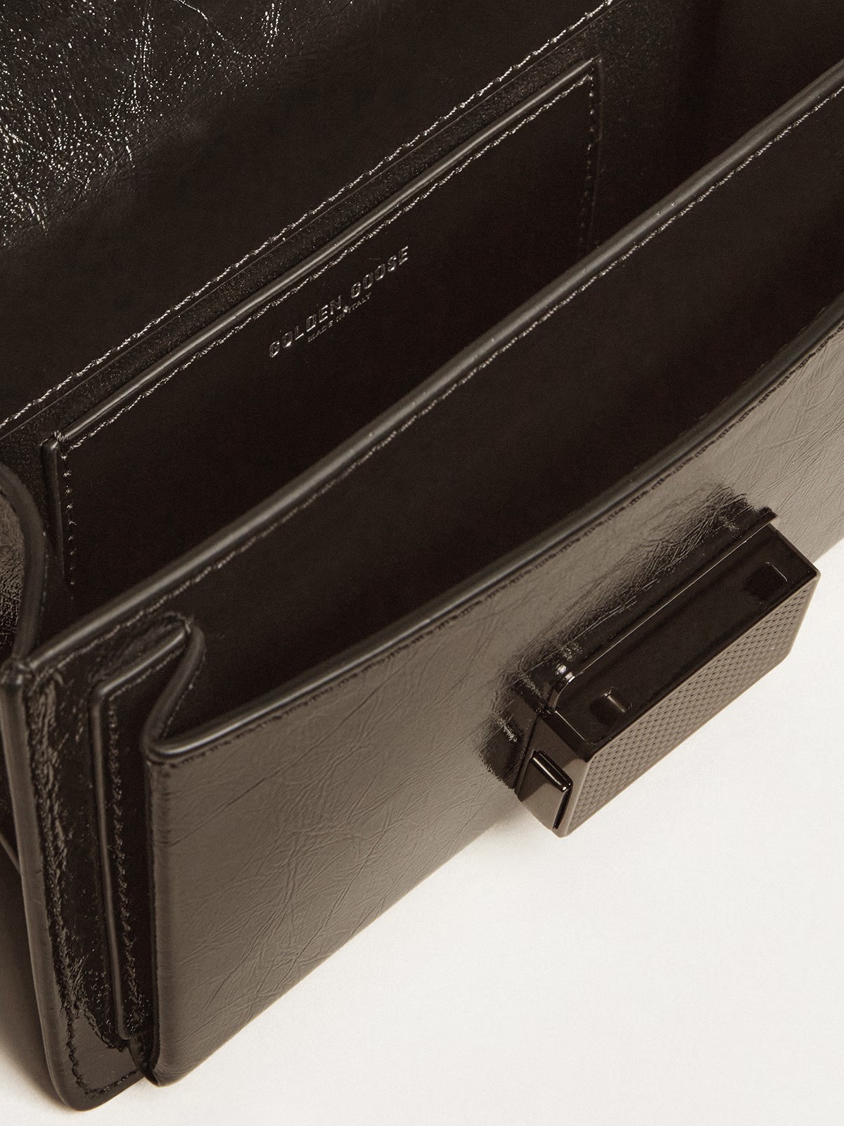 GOLDEN GOOSE Venezia Bag Small in Black Shiny Leather