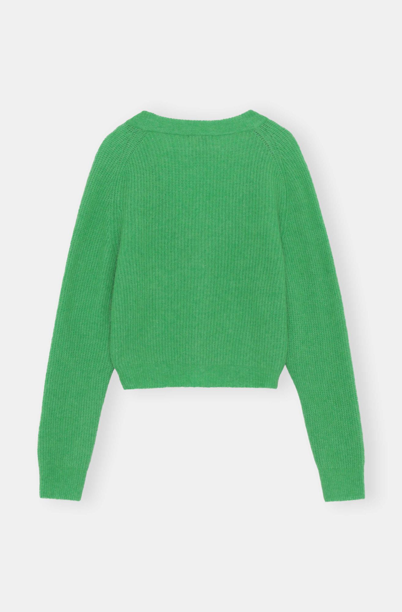 Ganni Soft Knit Cardigan Solid in Kelly Green XS