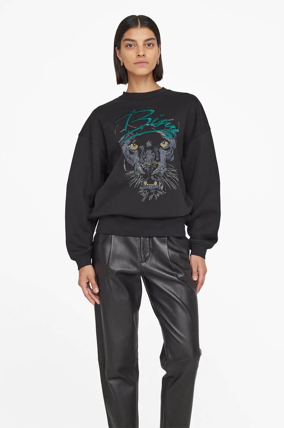 Anine Bing Kenny Sweatshirt Panther Vintage Black XS