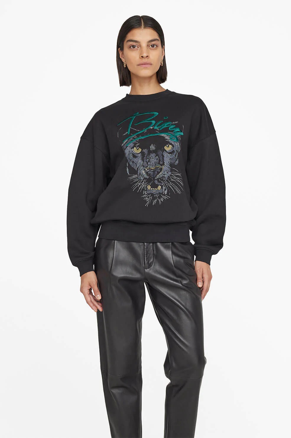 Anine Bing Kenny Sweatshirt Panther Vintage Black S