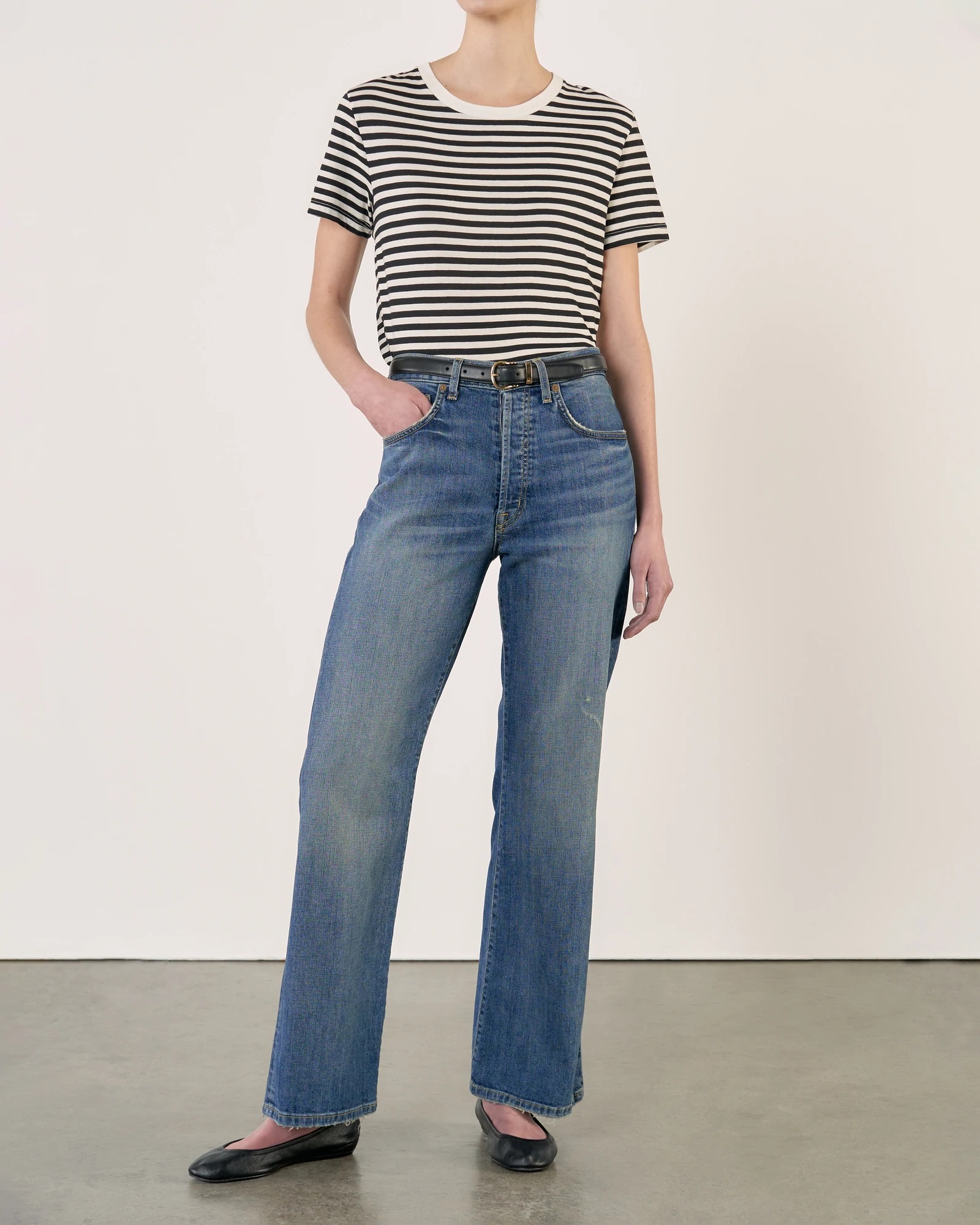Nili Lotan Striped T-Shirt Corinne Black/Ivory L