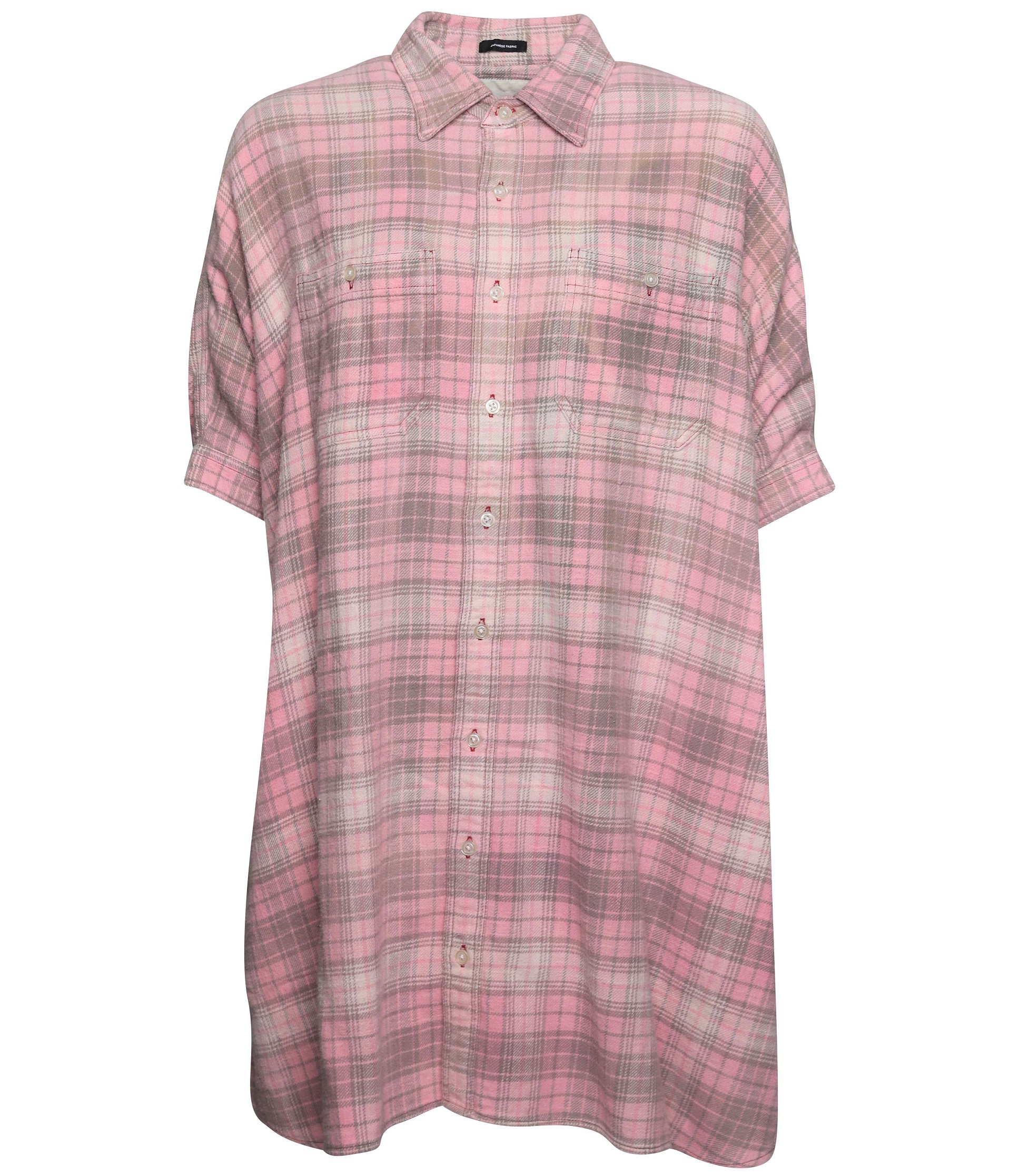 R13 Plaid Oversized Check Shirt Dress in Pink/Grey