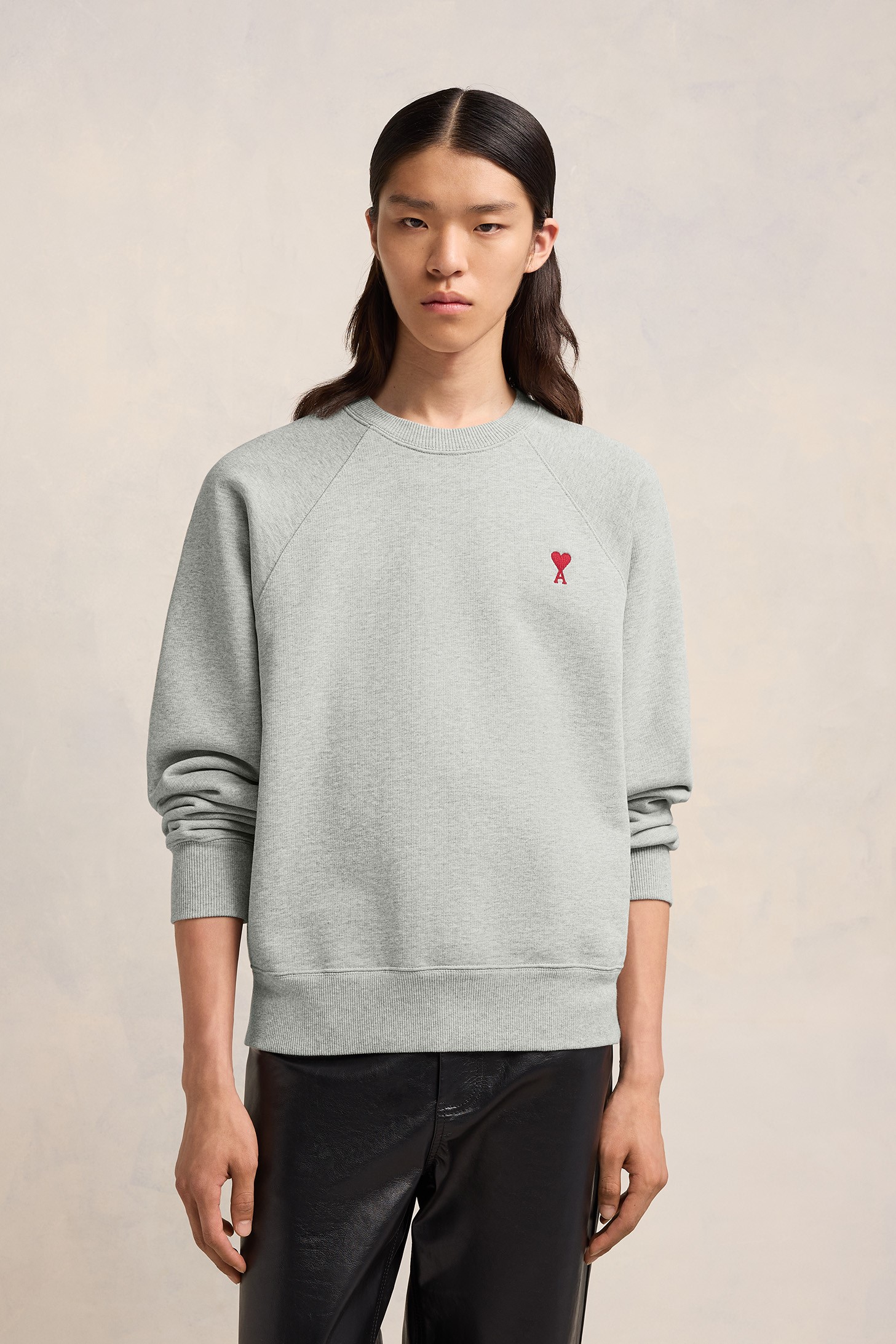 AMI PARIS de Coeur Sweatshirt in Heather Ash Grey XL