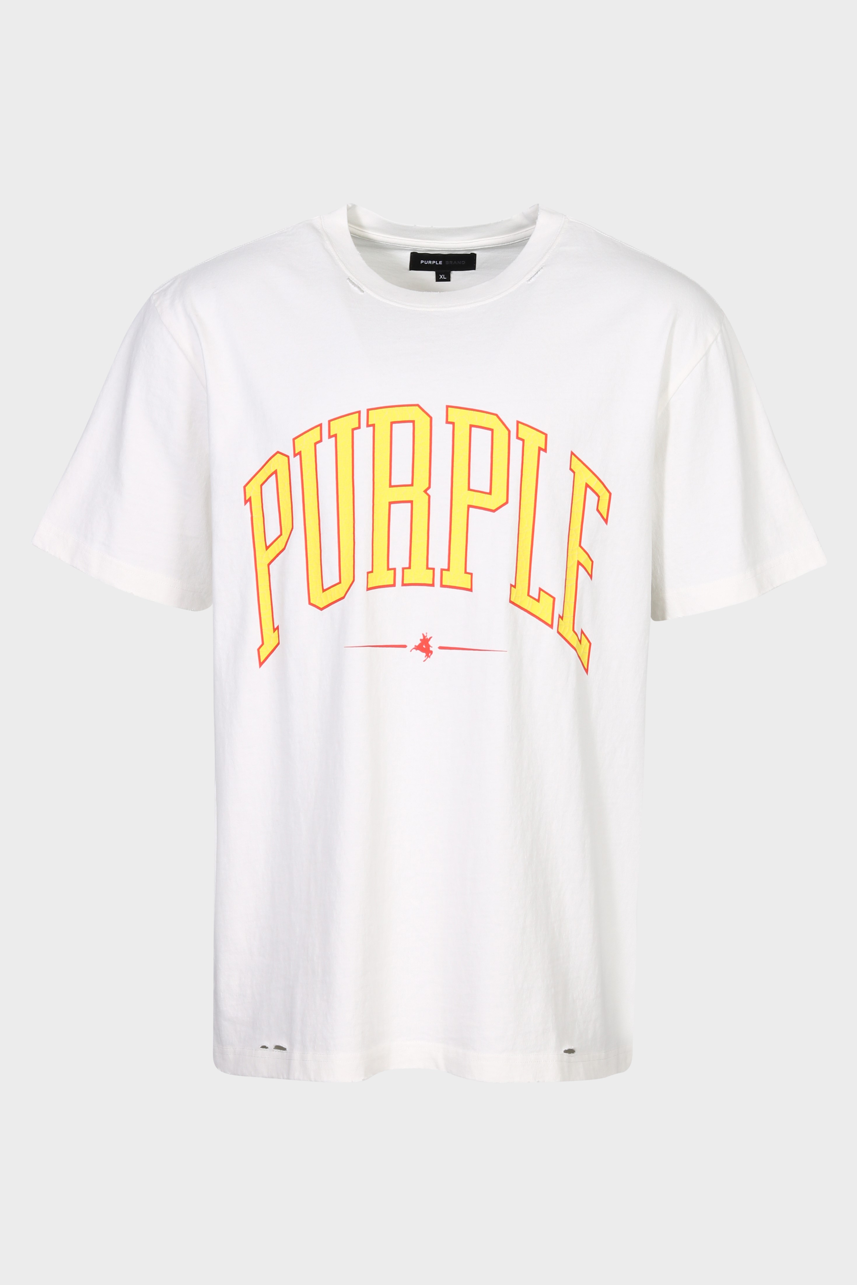 PURPLE-BRAND Heavy Jersey Distressed T-Shirt in White PURPLE-BRAND Heavy Jersey Distressed T-Shirt in White