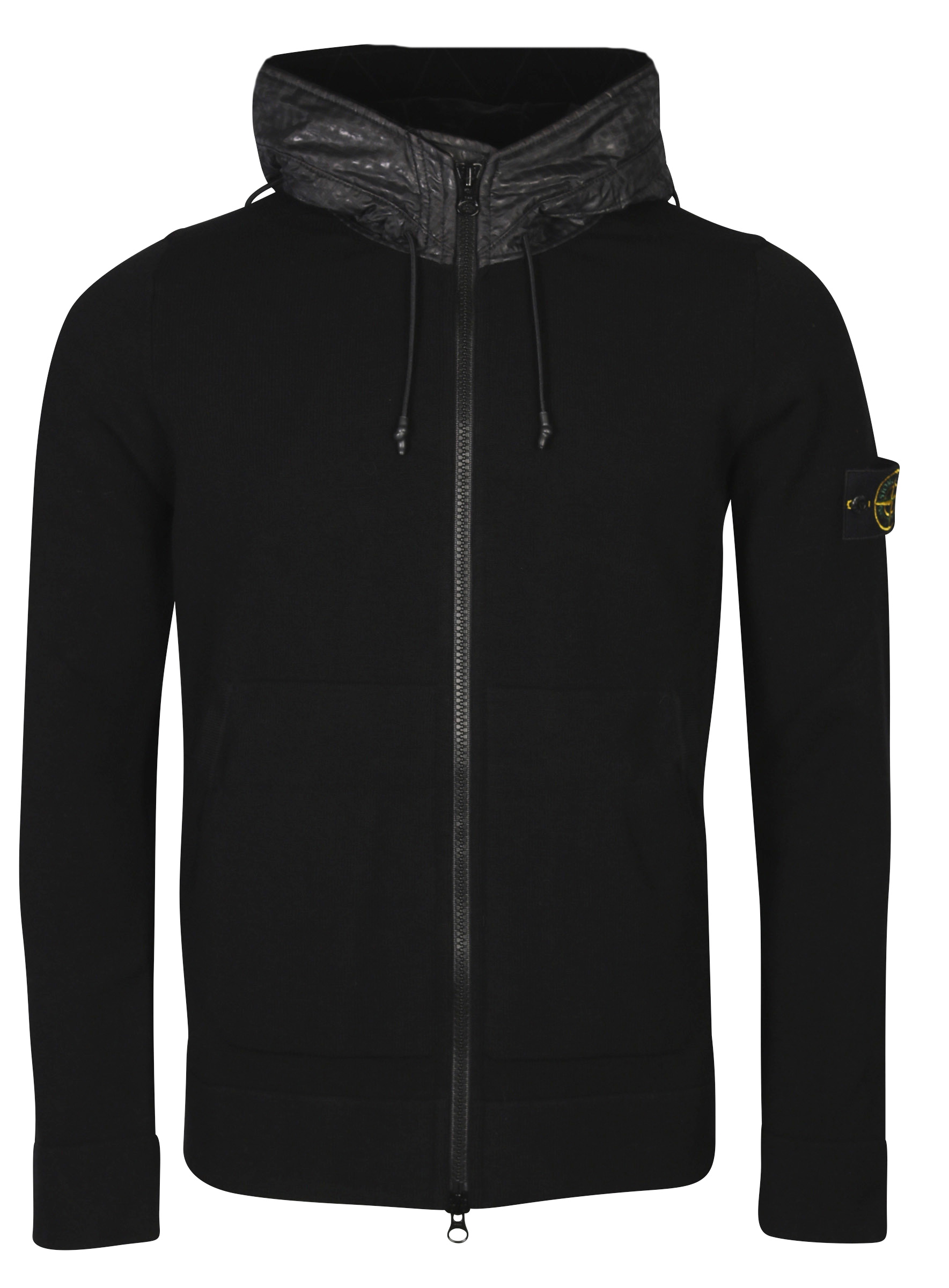 Stone Island Hooded Zip Knit Jacket Black