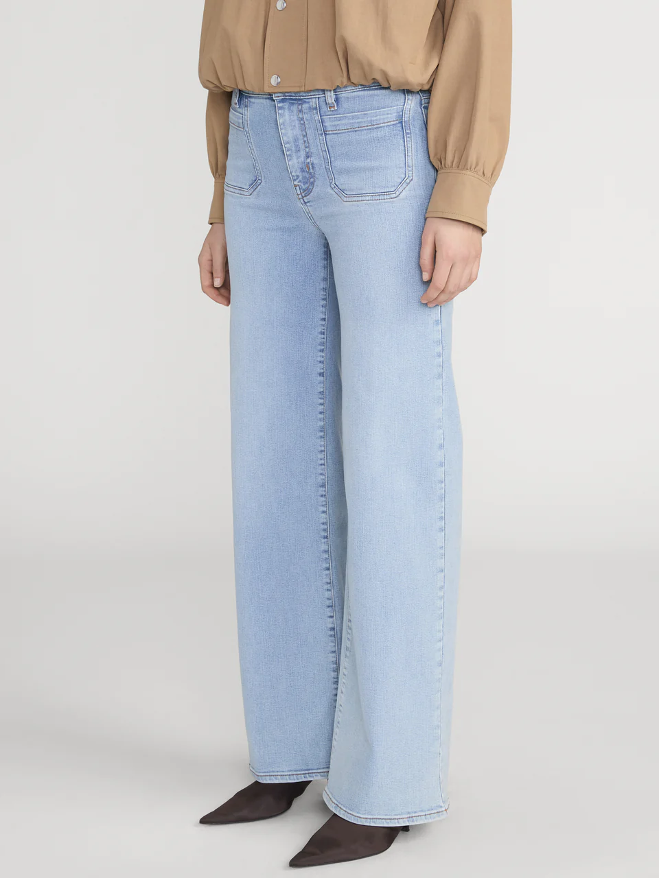 FRAME Le Slim Palazzo Modernist Pocket Jeans in Tribute Wash