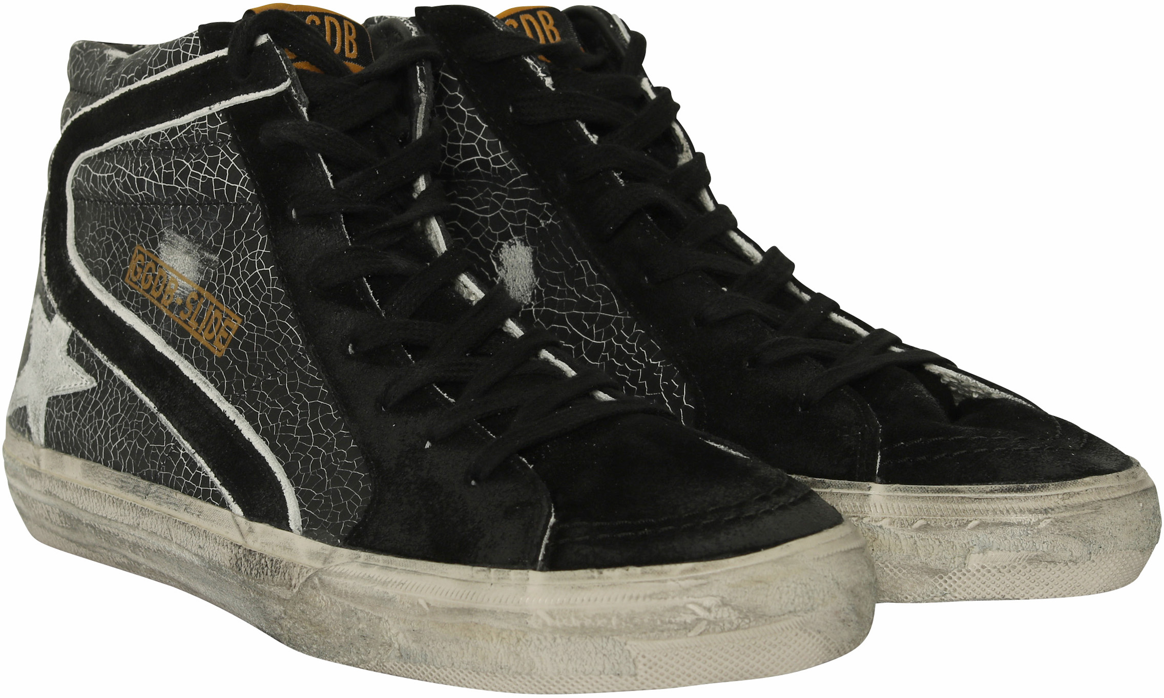 Golden Goose Slide Black Crack/White Star