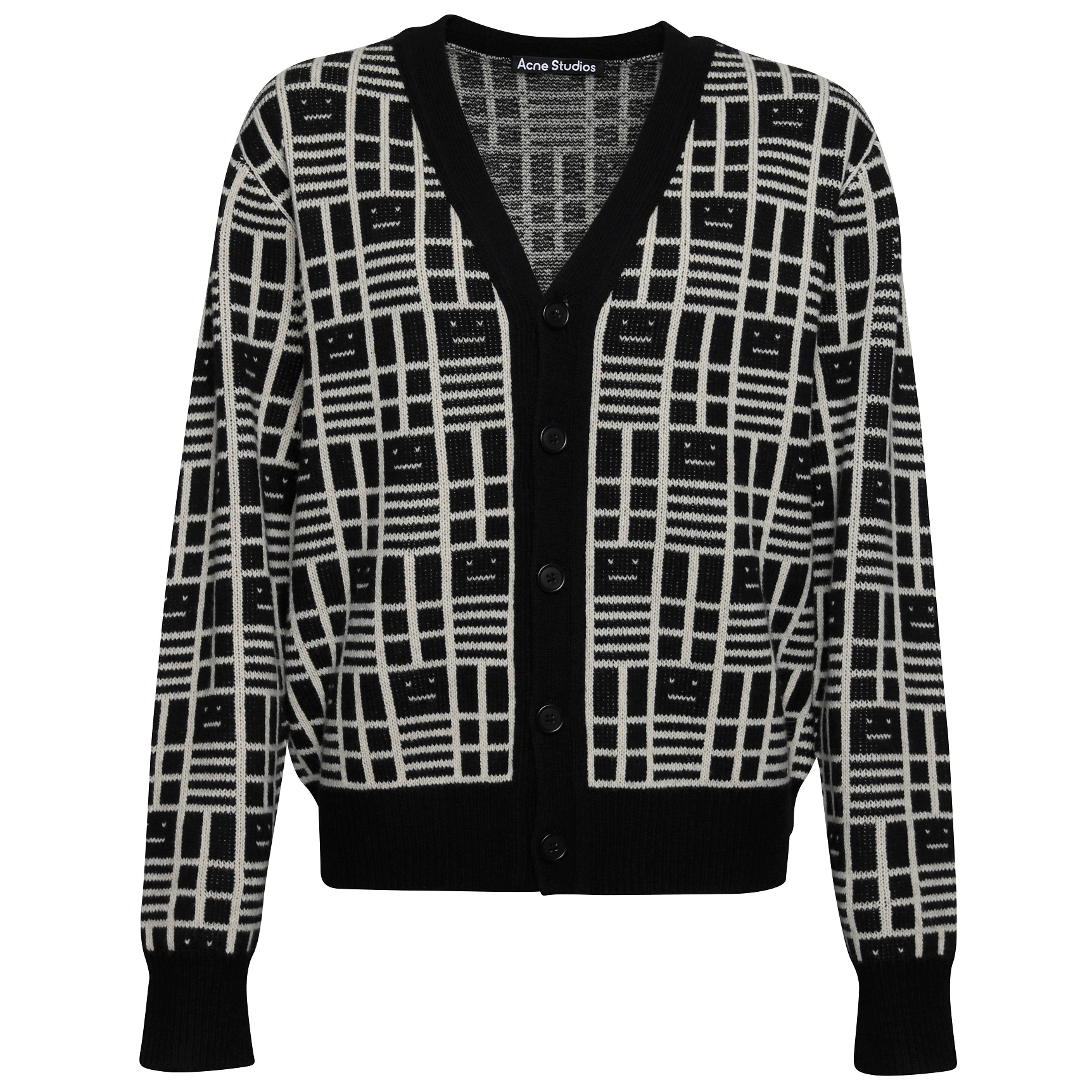 Acne Studios Face Logo Knit Cardigan in Black