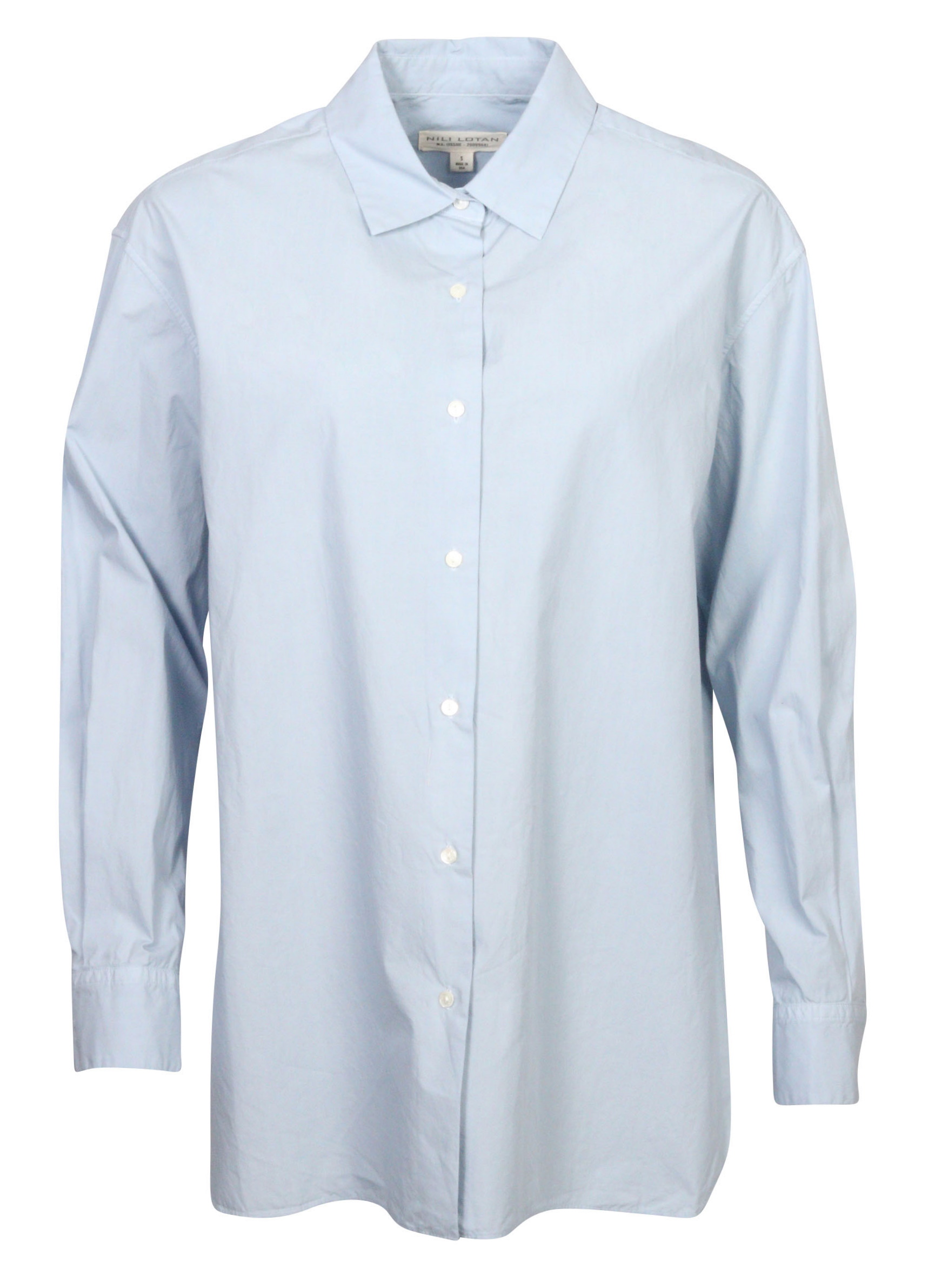 Nili Lotan Cotton Shirt Yorke Light Blue