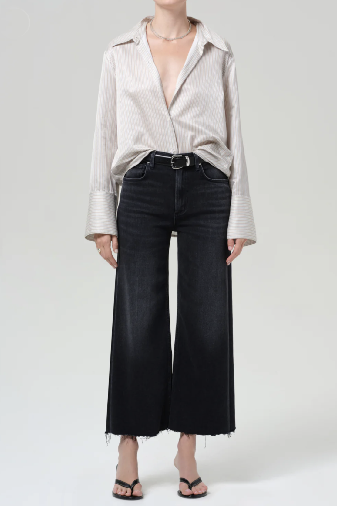 CITIZENS OF HUMANITY Lyra Wide Leg Crop Jeans in Washed Black
