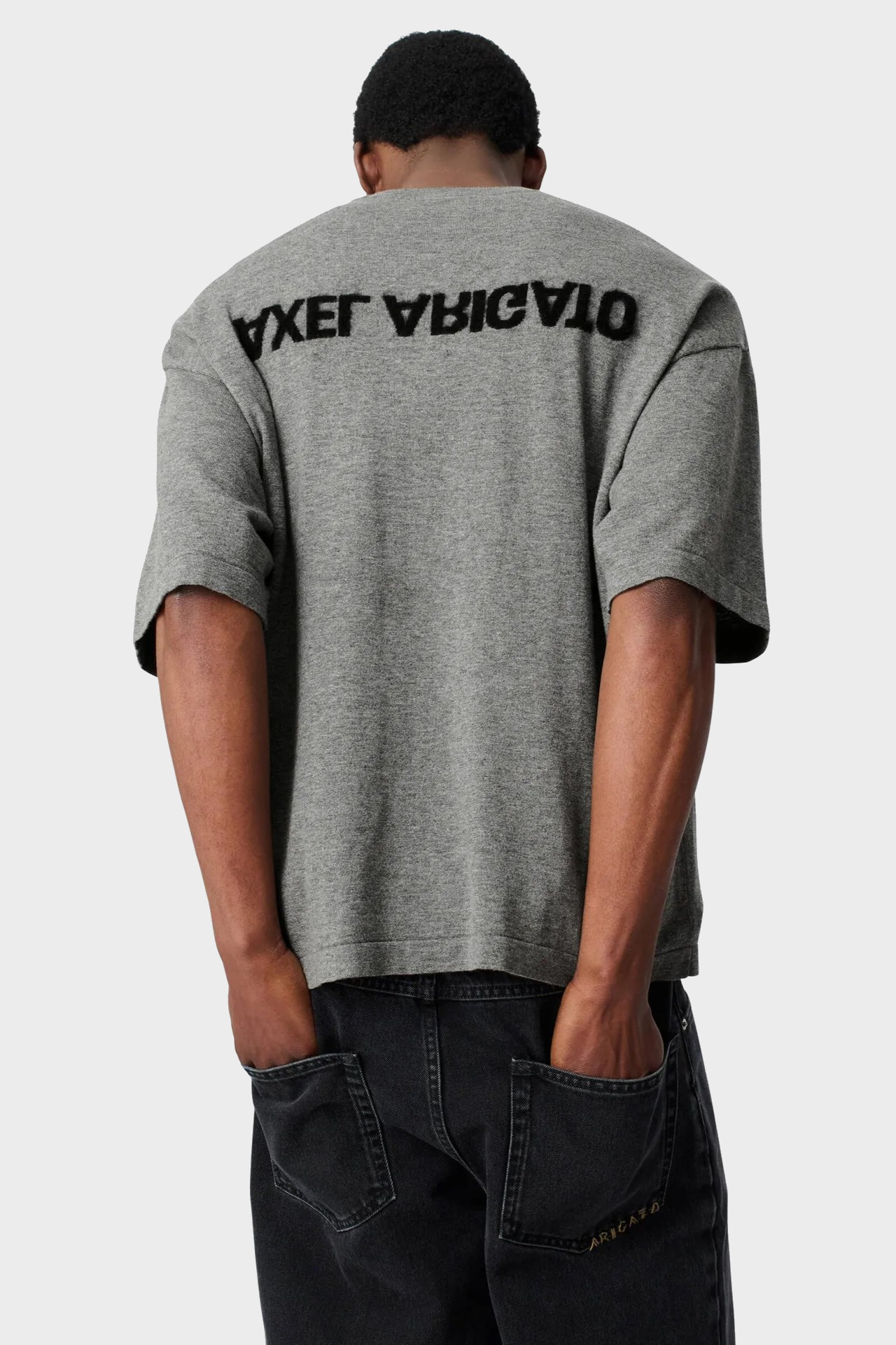 AXEL ARIGATO Knit T-Shirt in Grey Melange