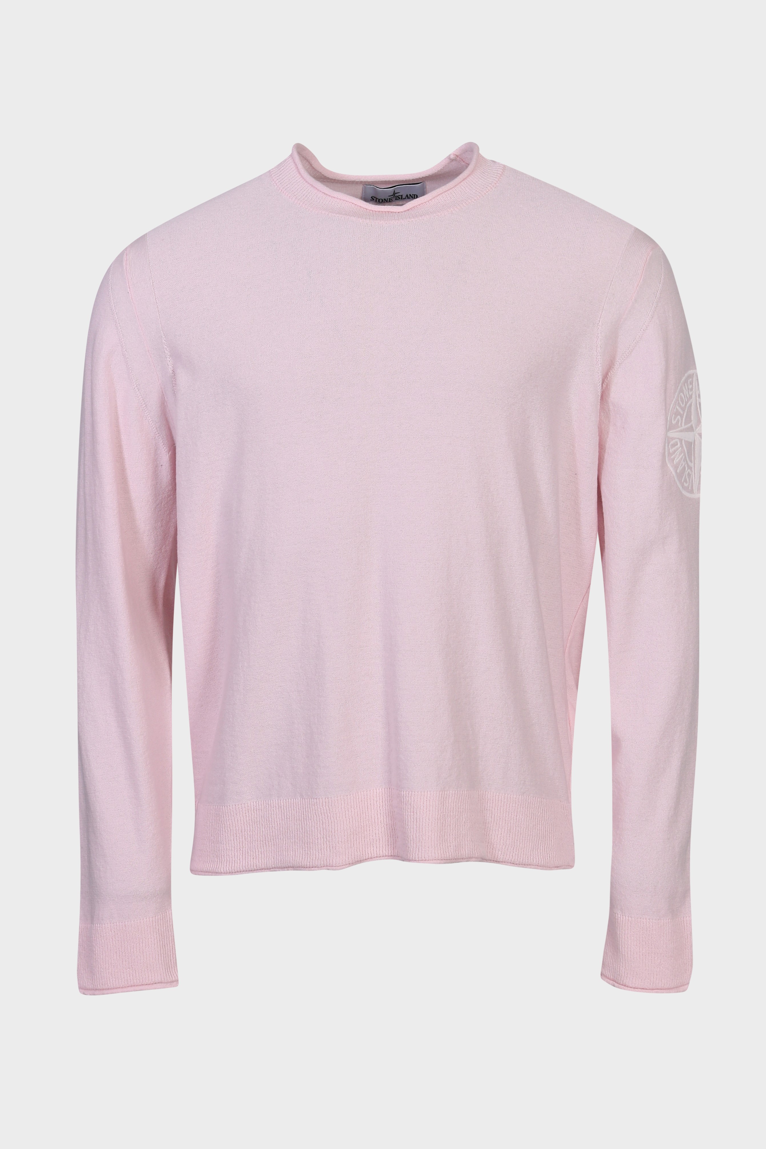 STONE ISLAND Cotton Knit Pullover in Light Pink M