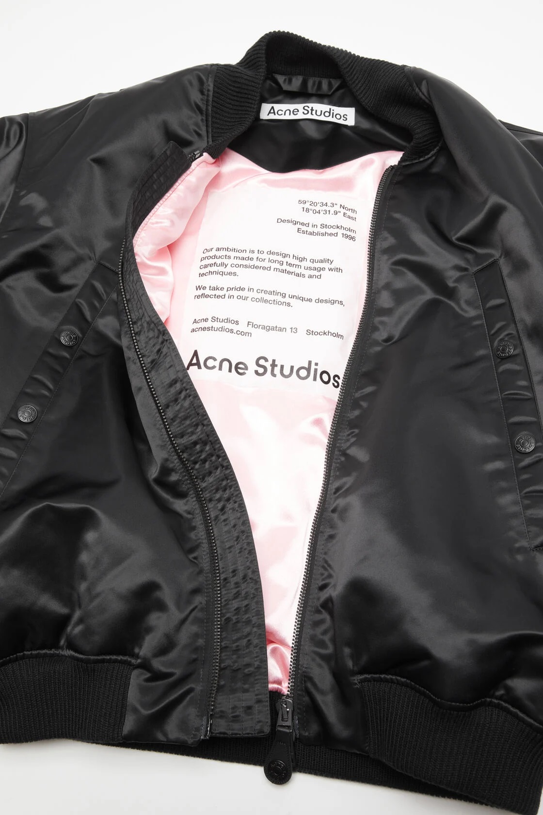ACNE STUDIOS Shiny Padded Bomber Jacket in Black