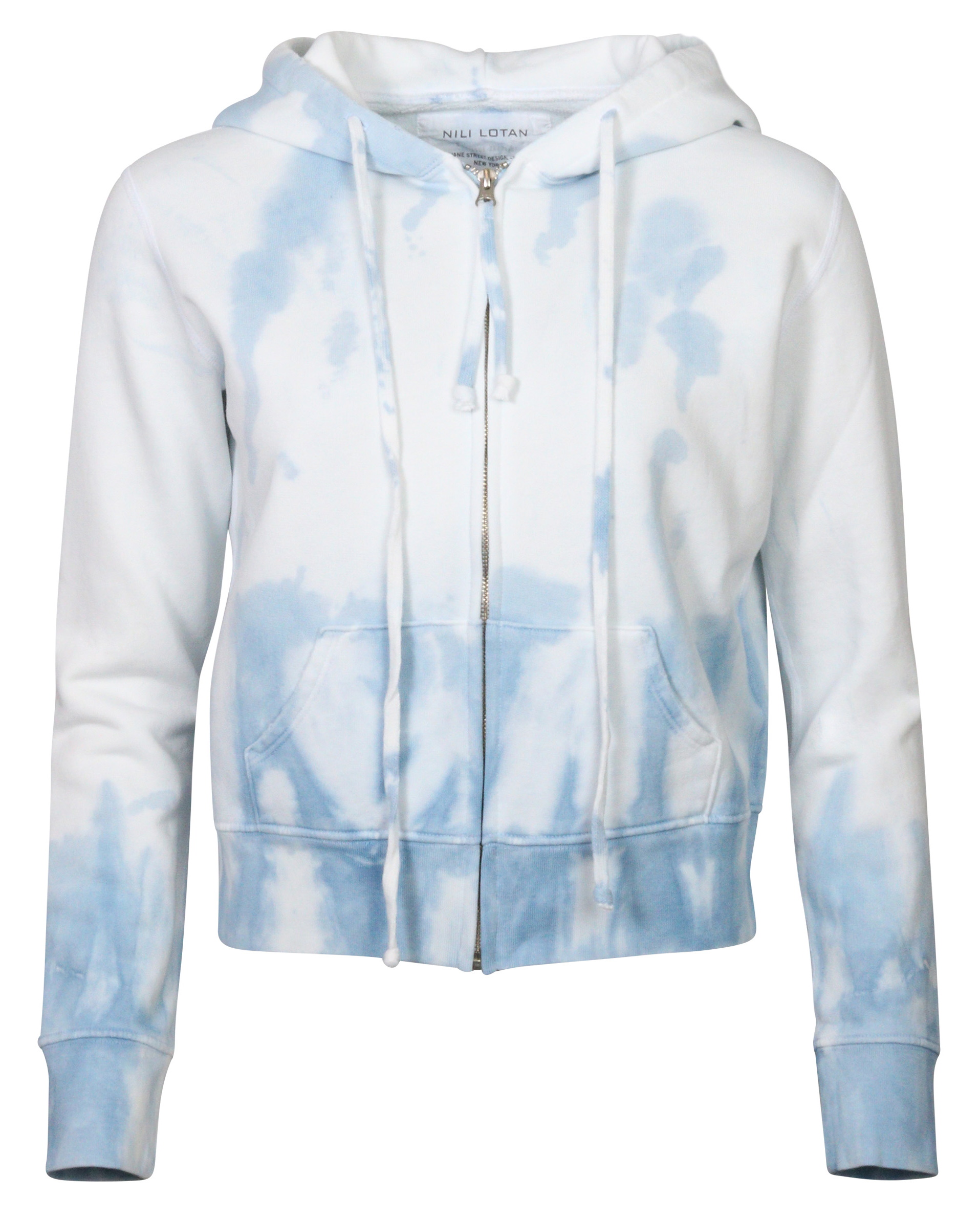 Nili Lotan Zip Hoodie Callie Tie Dye Light Blue