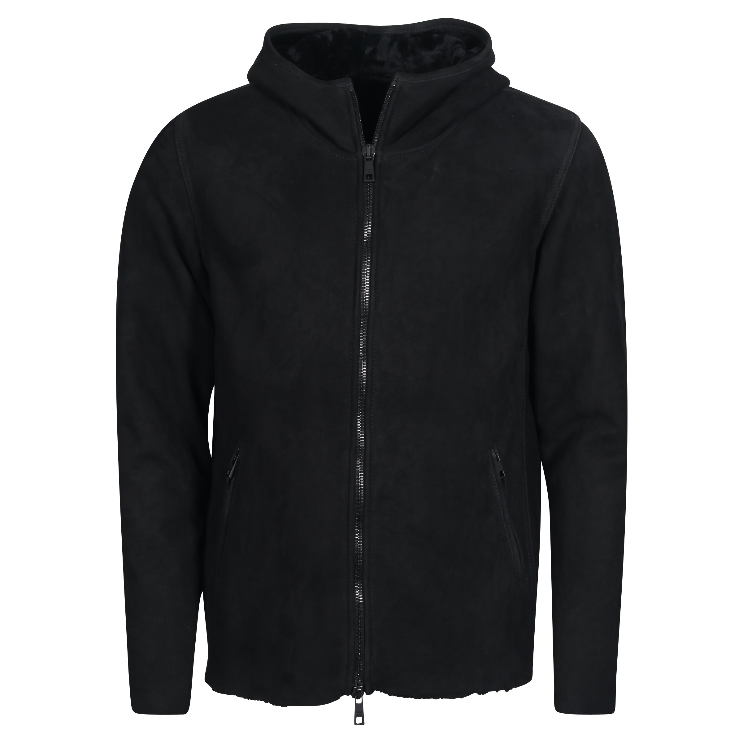 Giorgio Brato Hooded Shearling Jacket in Black