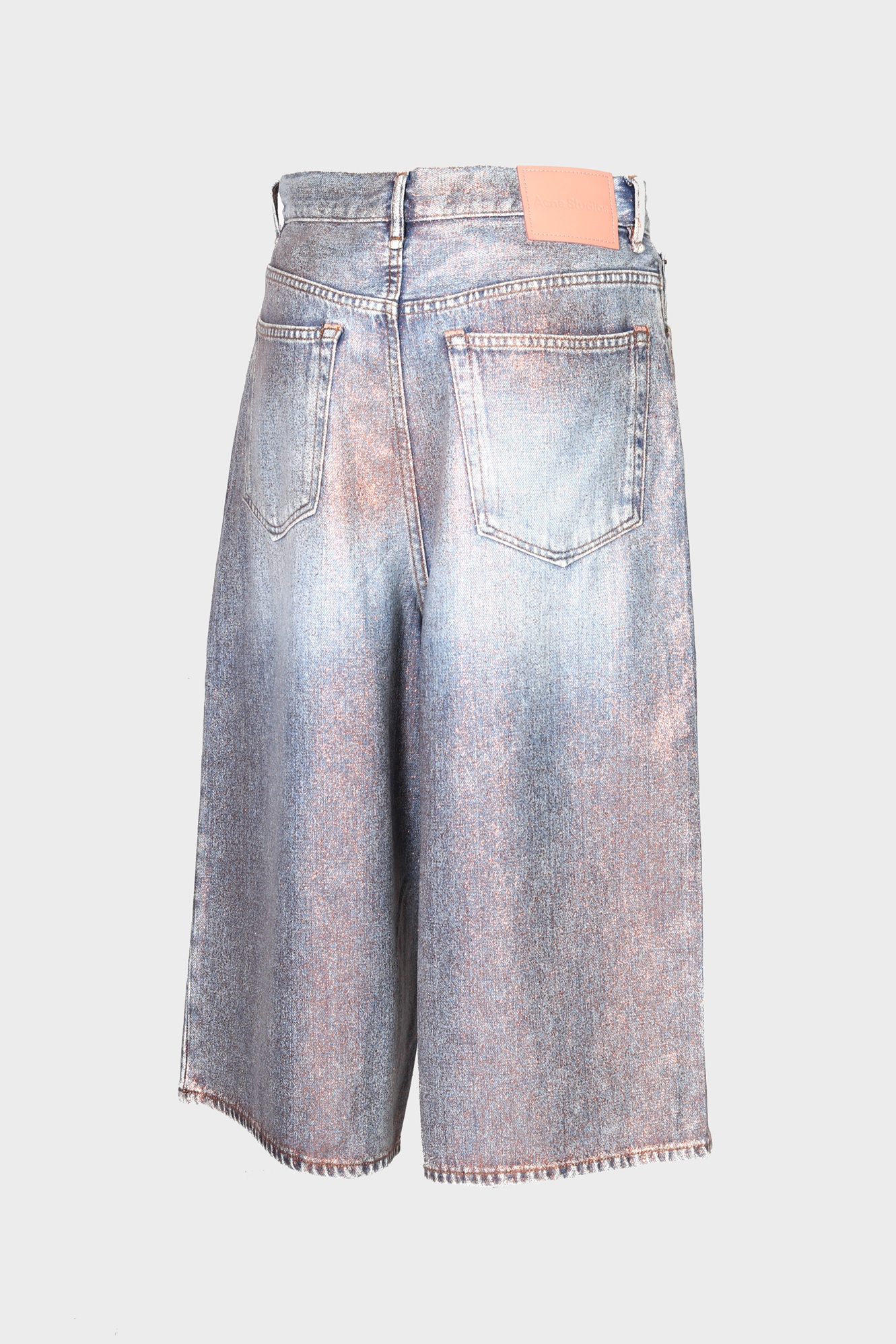 ACNE STUDIOS Baggy Fit Shorts Glitter Dawn Pant in Rose Copper/Light Blue