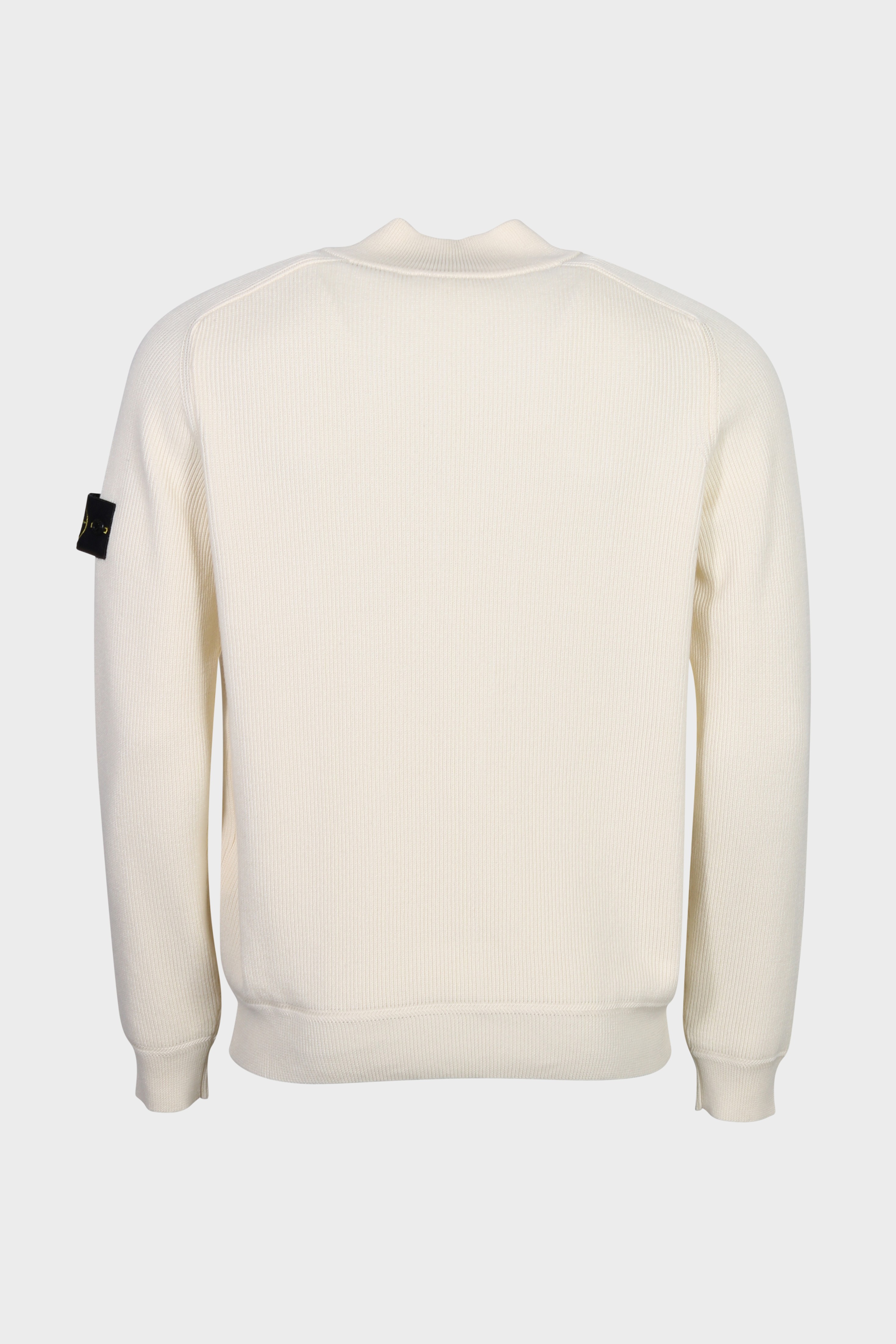 STONE ISLAND Cotton Knit Half Zip Pullover in Cream
